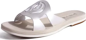 ONCAI Women's Flat Sandals Fashion Square Open Toe Slide Dressy Sandals for Woman Soft Cushion Vegan Comfortable Summer Slip On Casual Walking Outdoor Ladies Sandal Non Slip Rubber Sole Size 6-11 US