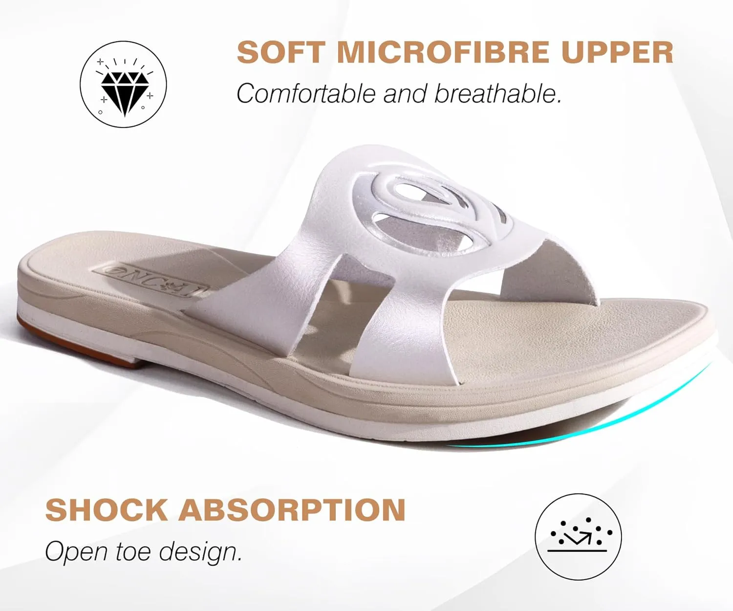 ONCAI Women's Flat Sandals Fashion Square Open Toe Slide Dressy Sandals for Woman Soft Cushion Vegan Comfortable Summer Slip On Casual Walking Outdoor Ladies Sandal Non Slip Rubber Sole Size 6-11 US