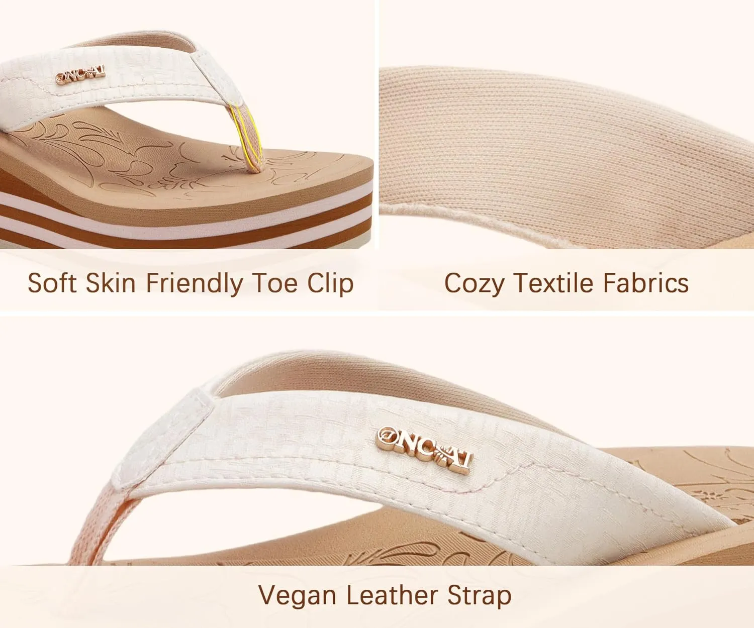 ONCAI Women’s Platform Flip Flops Trendy Dressy Womans Summer Sandals with Comfortable Flatform Arch Support Walking Outdoor Rubber Soles (US Size 5-11)