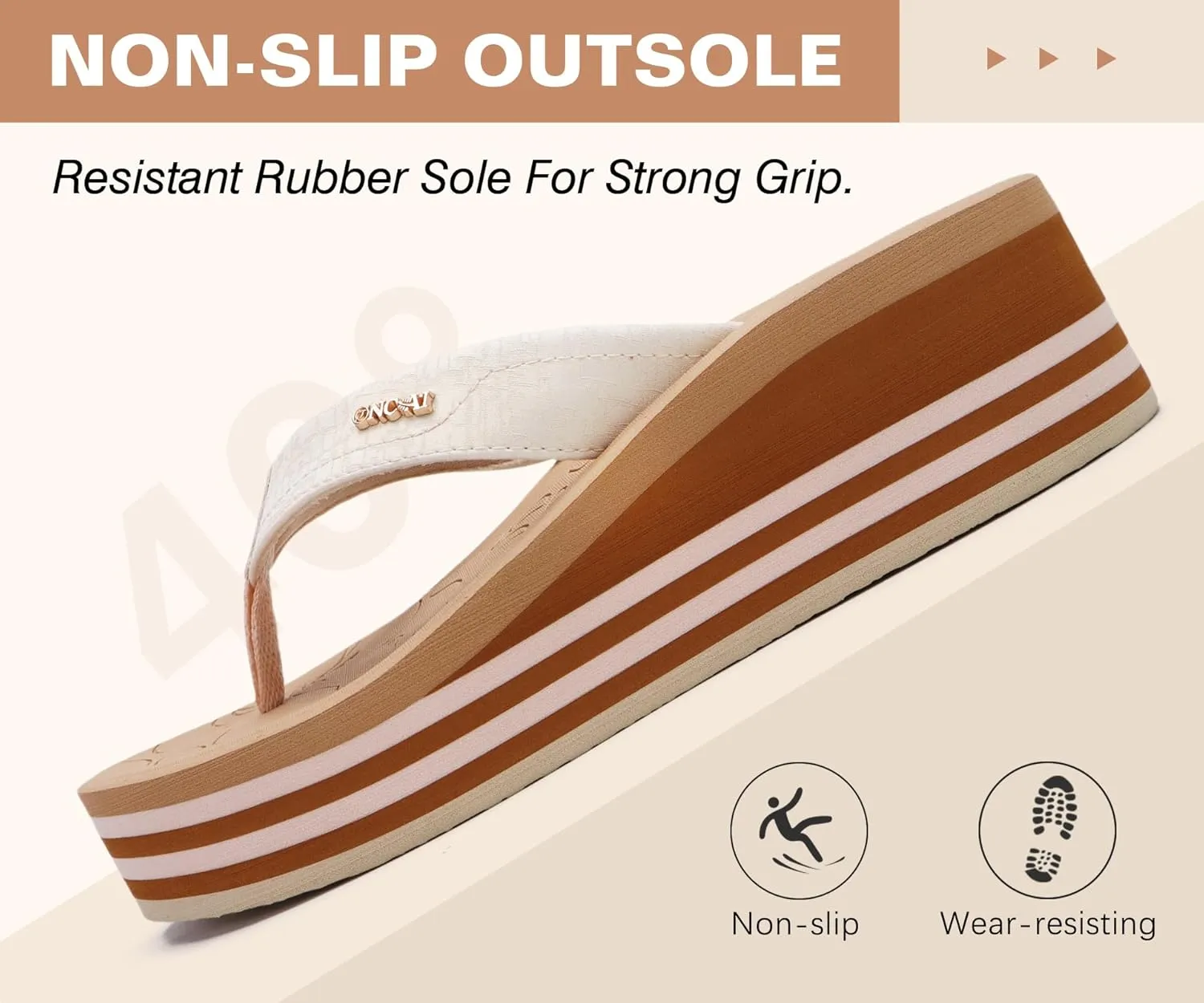 ONCAI Women’s Platform Flip Flops Trendy Dressy Womans Summer Sandals with Comfortable Flatform Arch Support Walking Outdoor Rubber Soles (US Size 5-11)