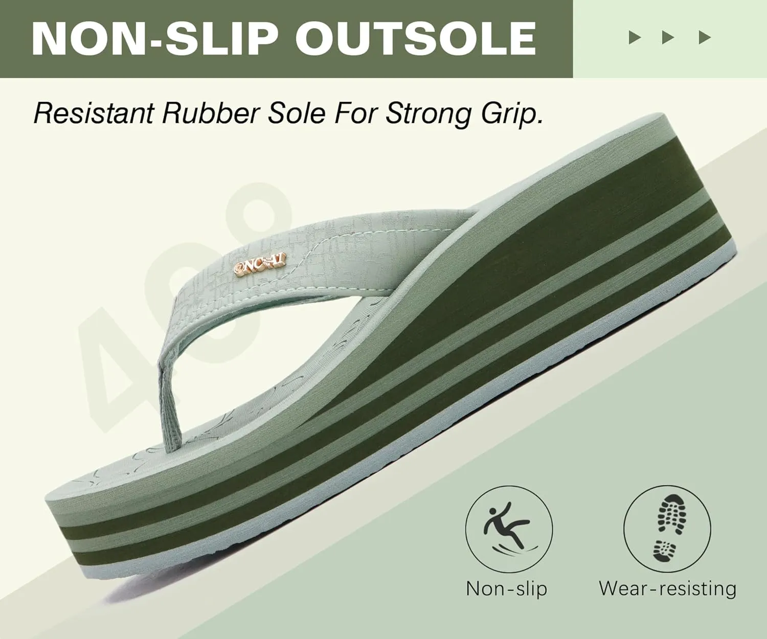 ONCAI Women’s Platform Flip Flops Trendy Dressy Womans Summer Sandals with Comfortable Flatform Arch Support Walking Outdoor Rubber Soles (US Size 5-11)