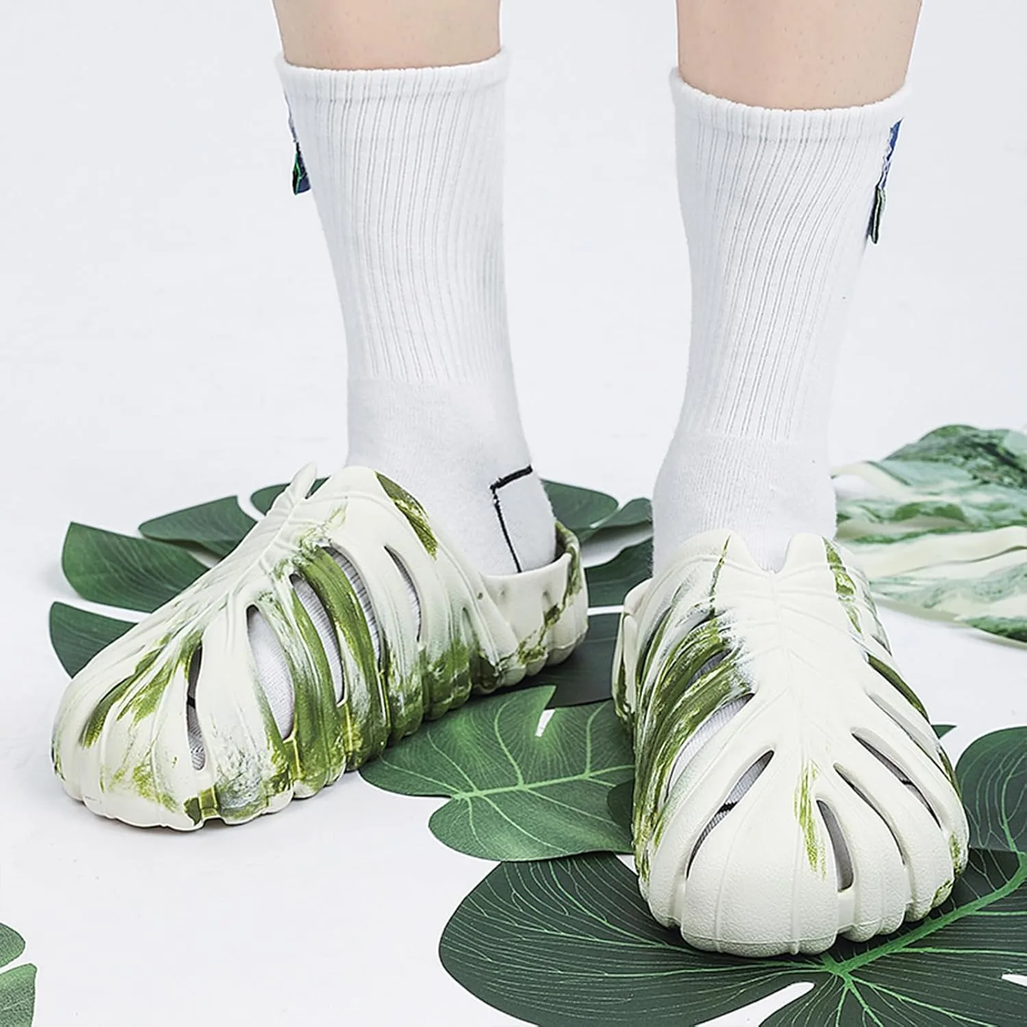 Optigard Monstera Slippers for Women and Men,Monstera EVA Thick Sole Pillow Slippers,Non Slip Quick Drying Breathable Beach Monstera Slides