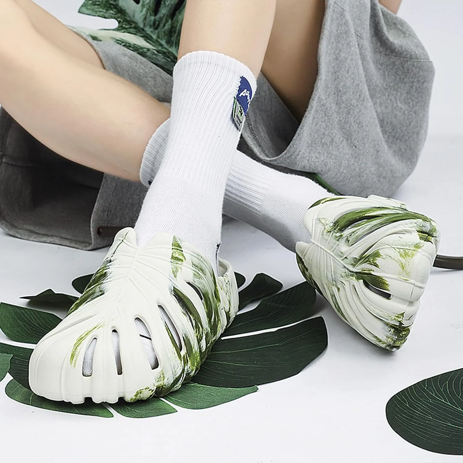 Optigard Monstera Slippers for Women and Men,Monstera EVA Thick Sole Pillow Slippers,Non Slip Quick Drying Breathable Beach Monstera Slides