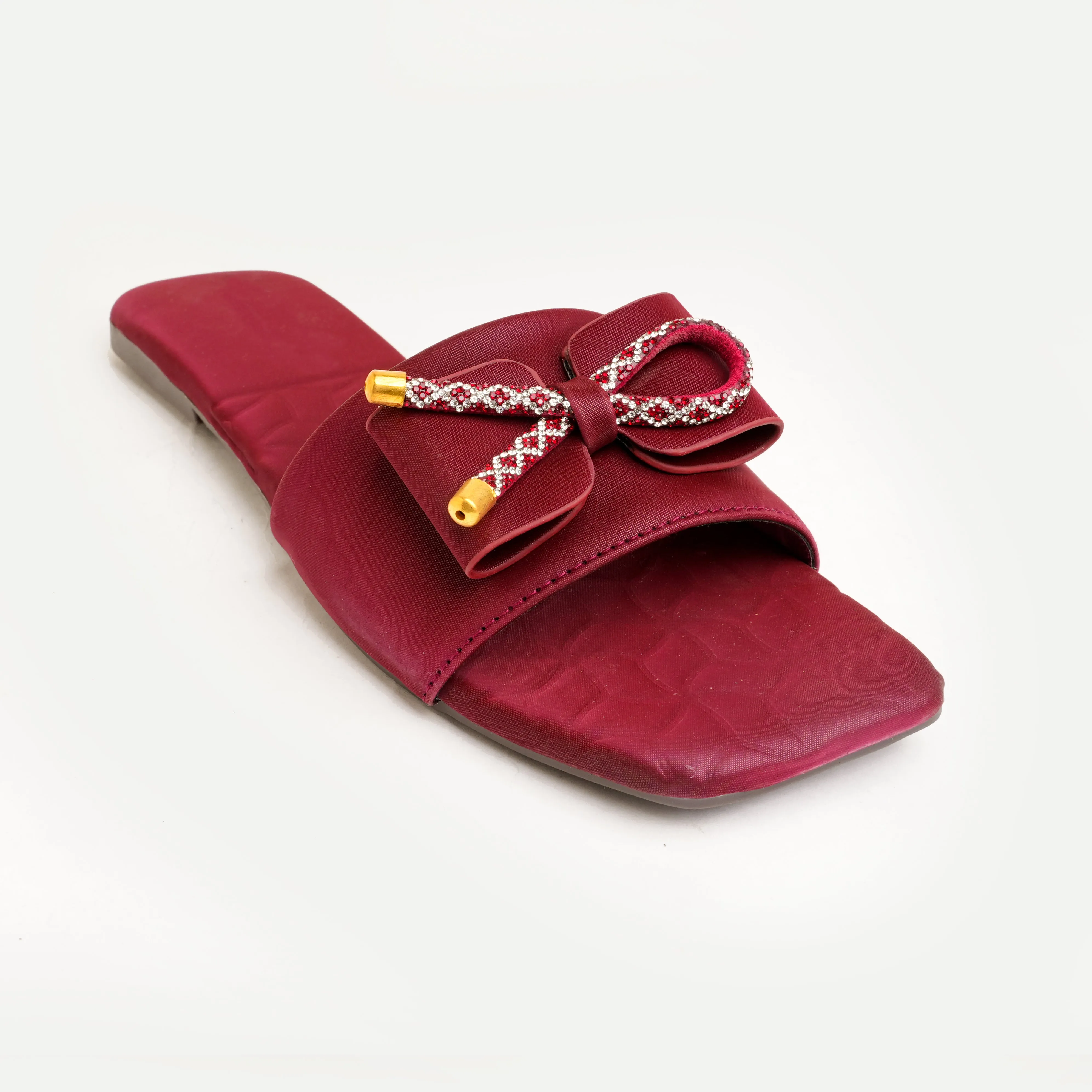 Opulent Scarlet Bow Flat - Maroon