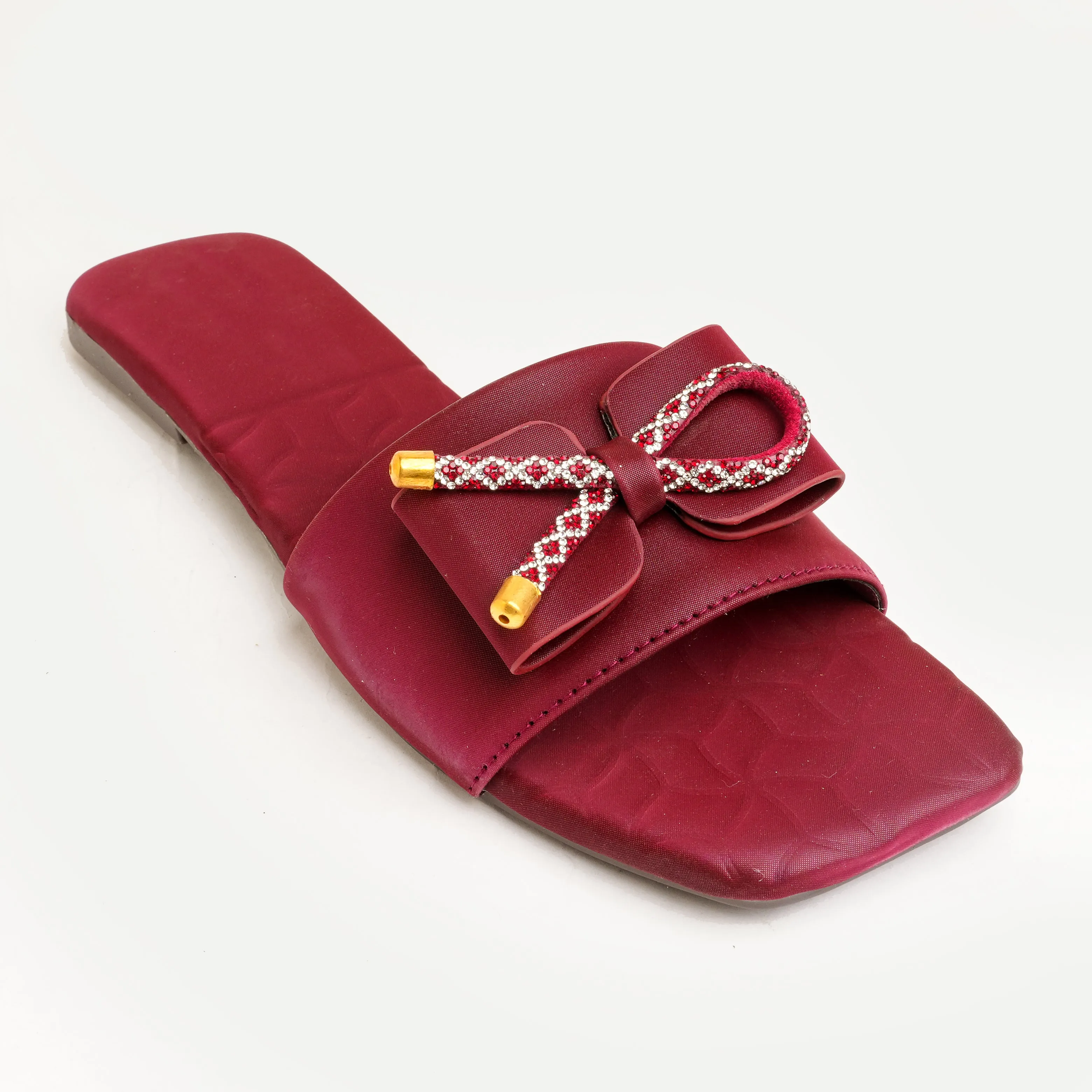 Opulent Scarlet Bow Flat - Maroon
