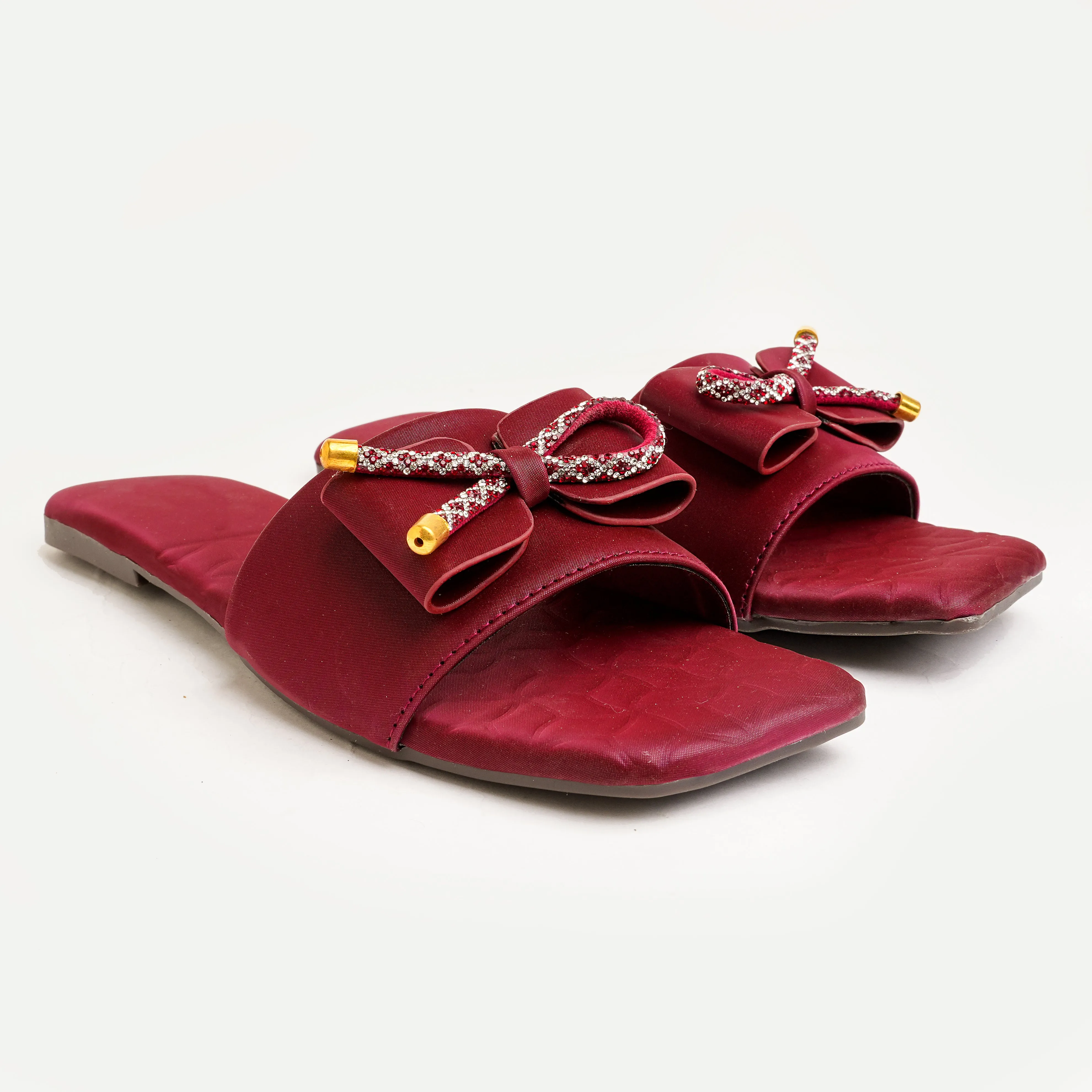 Opulent Scarlet Bow Flat - Maroon
