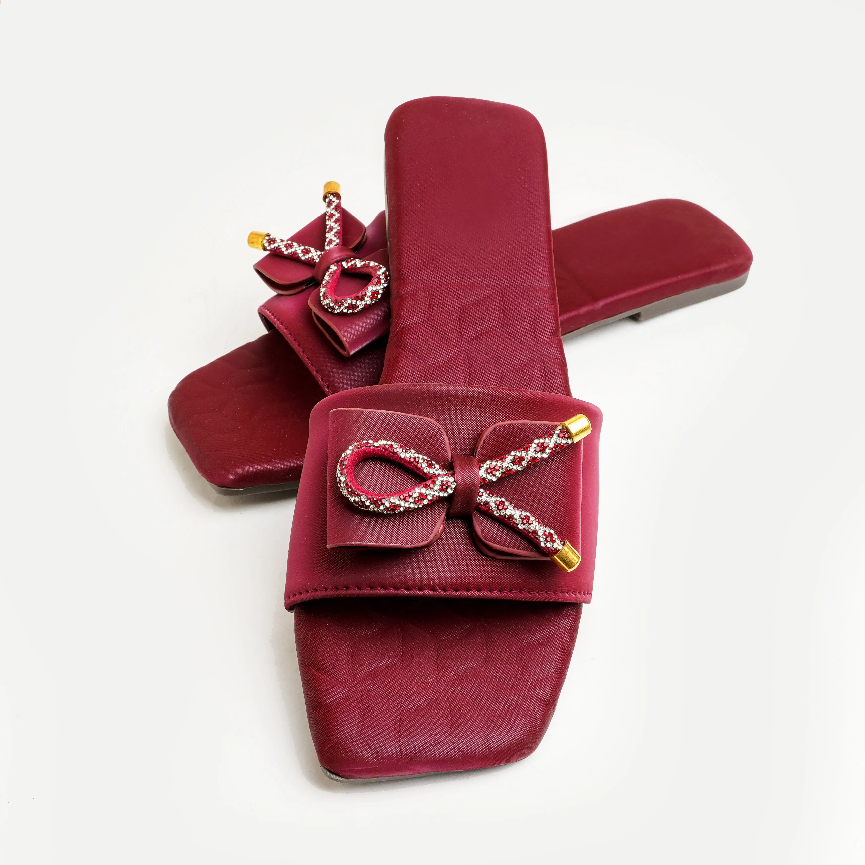 Opulent Scarlet Bow Flat - Maroon