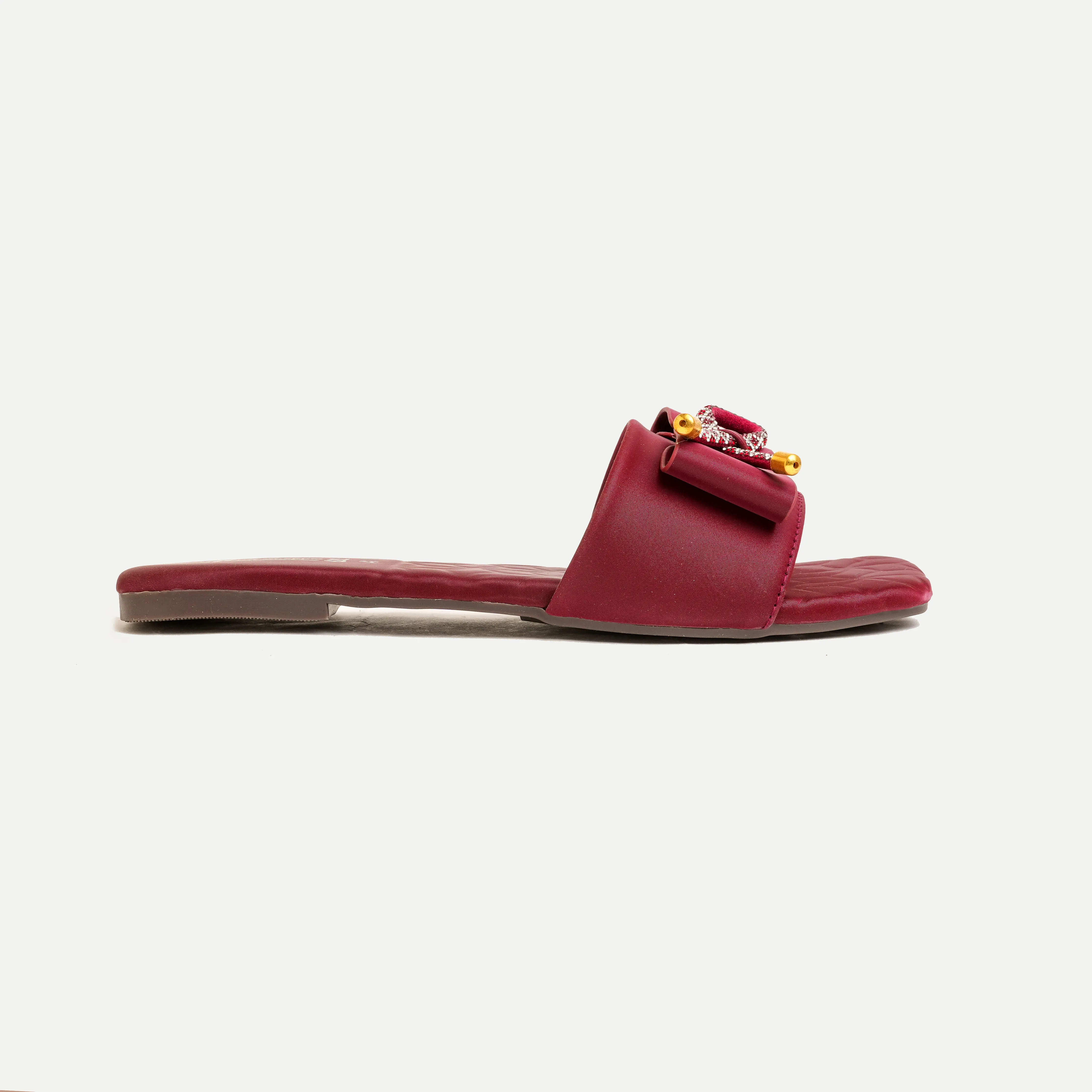 Opulent Scarlet Bow Flat - Maroon