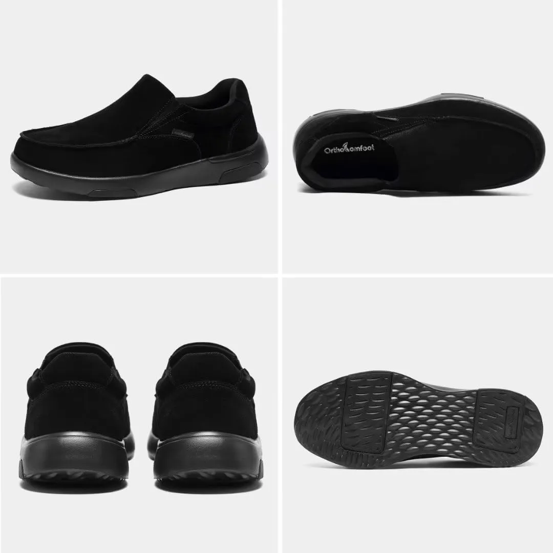 OrthoComfoot Men's Orthopedic Slip On Loafers Walking Shoes with Arch Support: Suede Leather Dress Slip-Ons Loafers for Plantar Fasciitis, Comfortable Non-Slip Shoes for Foot and Heel Pain Relief