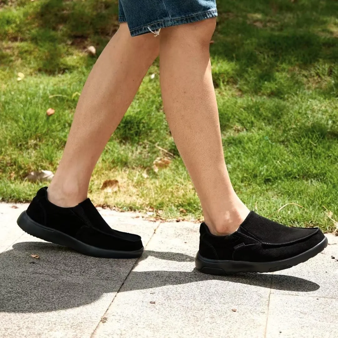 OrthoComfoot Men's Orthopedic Slip On Loafers Walking Shoes with Arch Support: Suede Leather Dress Slip-Ons Loafers for Plantar Fasciitis, Comfortable Non-Slip Shoes for Foot and Heel Pain Relief