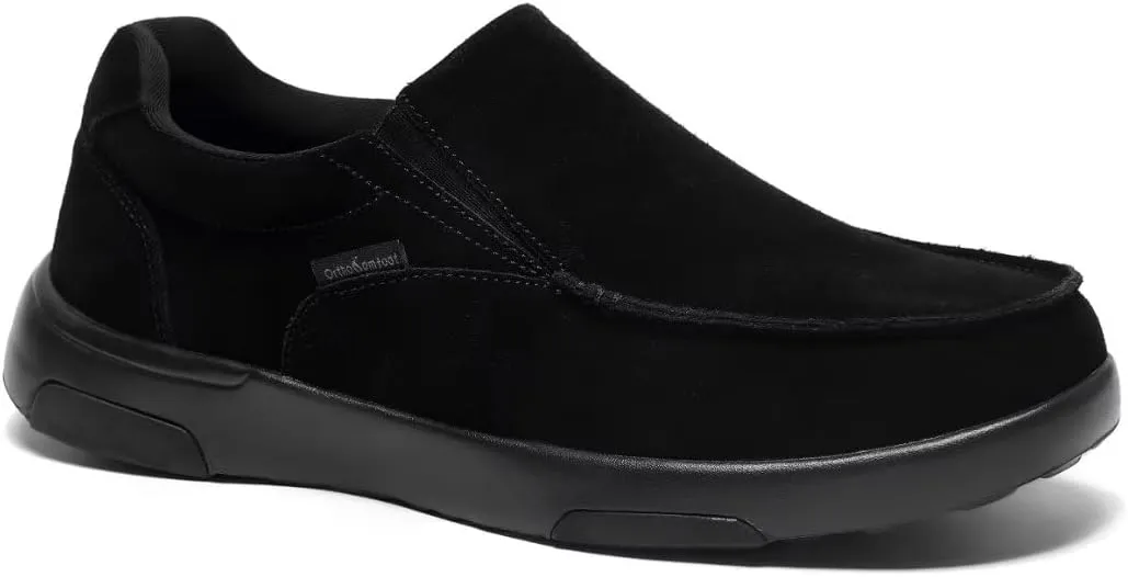 OrthoComfoot Men's Orthopedic Slip On Loafers Walking Shoes with Arch Support: Suede Leather Dress Slip-Ons Loafers for Plantar Fasciitis, Comfortable Non-Slip Shoes for Foot and Heel Pain Relief