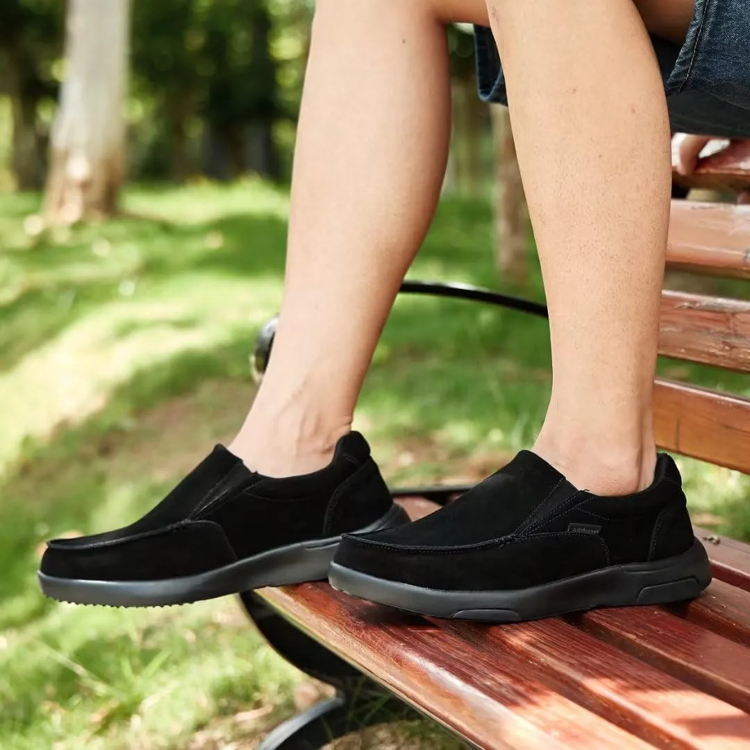 OrthoComfoot Men's Orthopedic Slip On Loafers Walking Shoes with Arch Support: Suede Leather Dress Slip-Ons Loafers for Plantar Fasciitis, Comfortable Non-Slip Shoes for Foot and Heel Pain Relief