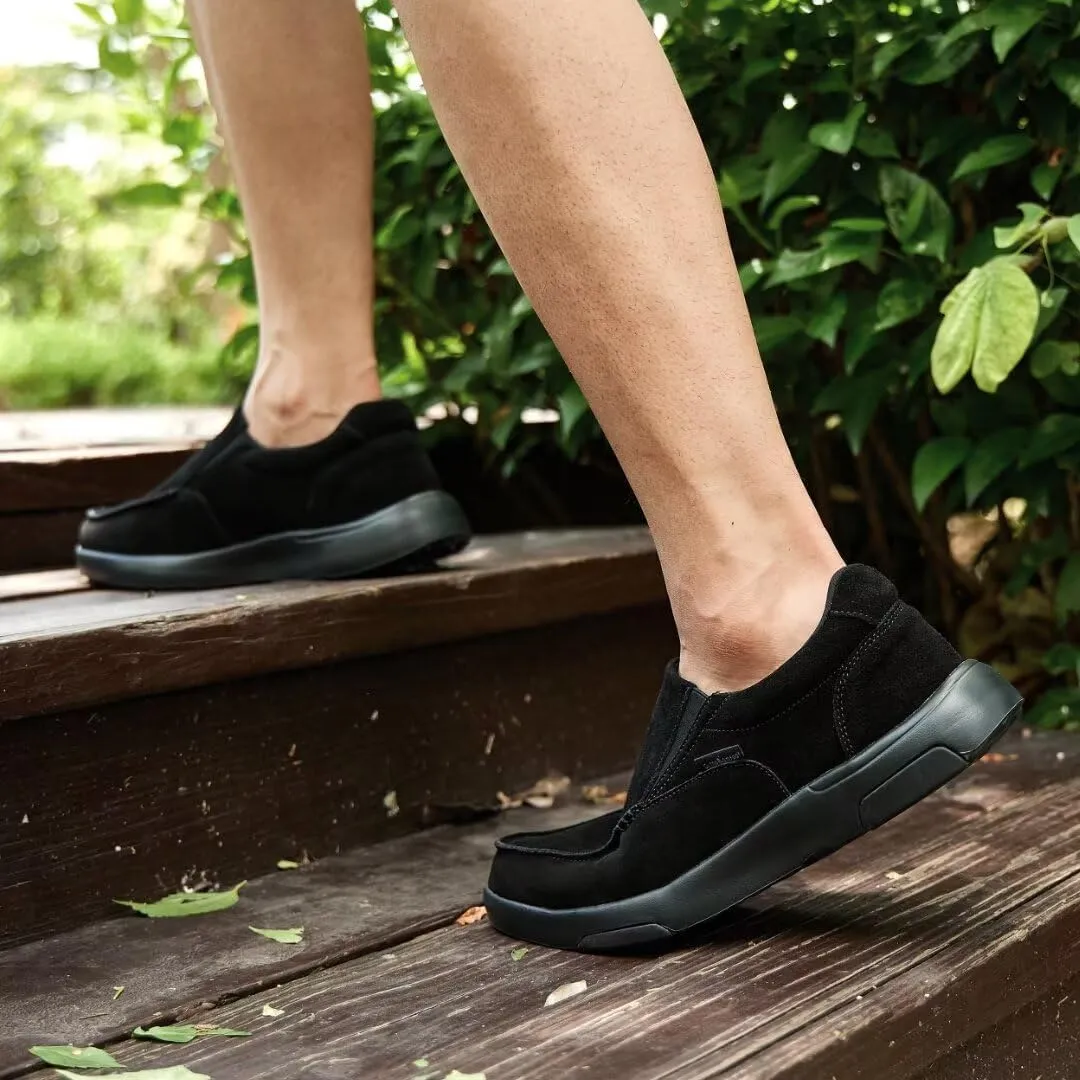 OrthoComfoot Men's Orthopedic Slip On Loafers Walking Shoes with Arch Support: Suede Leather Dress Slip-Ons Loafers for Plantar Fasciitis, Comfortable Non-Slip Shoes for Foot and Heel Pain Relief