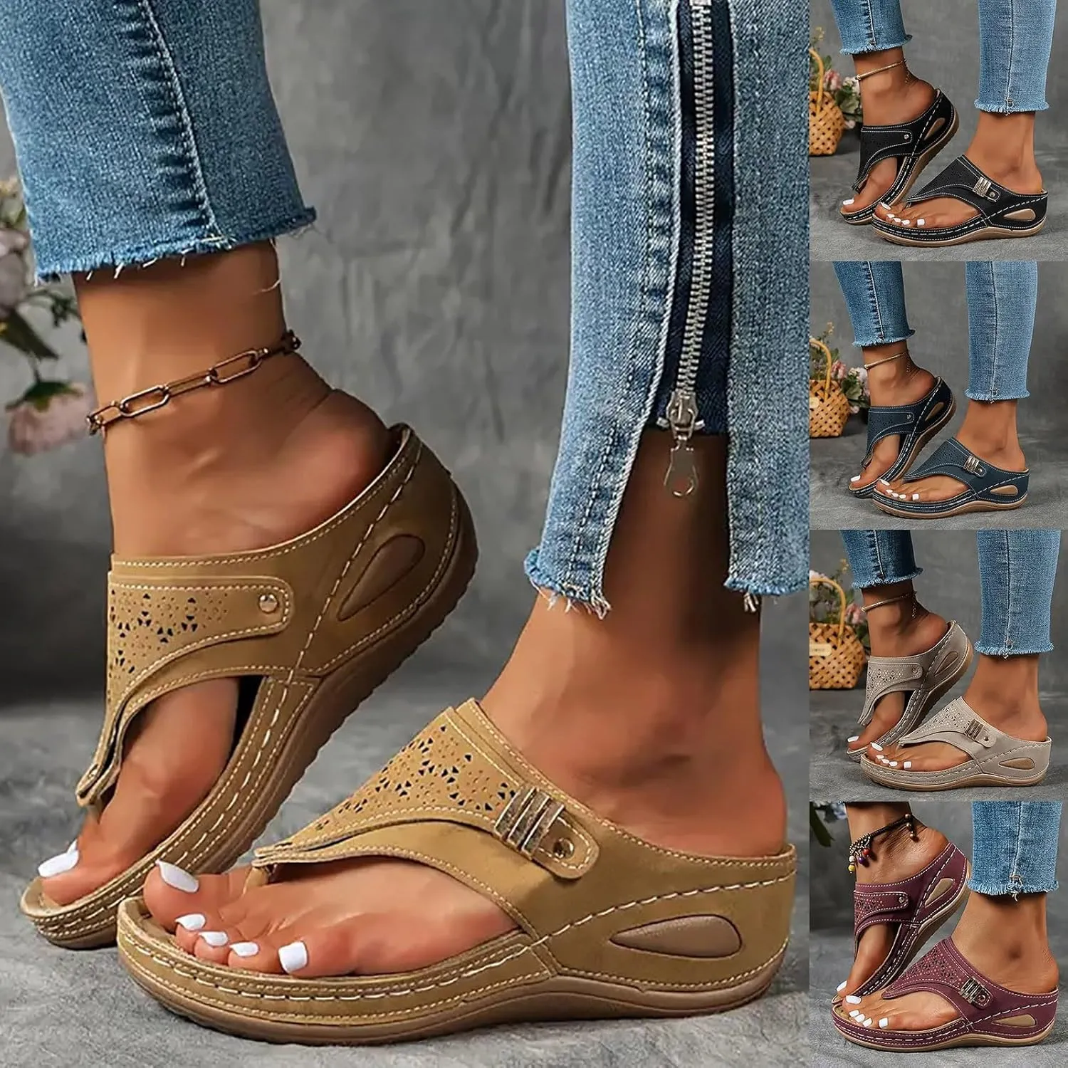 Orthopedic Sandals, Breathable Mesh Sports Sandals With Non-Slip Sole, Women's Thick-Soled Wedge Heel Slippers