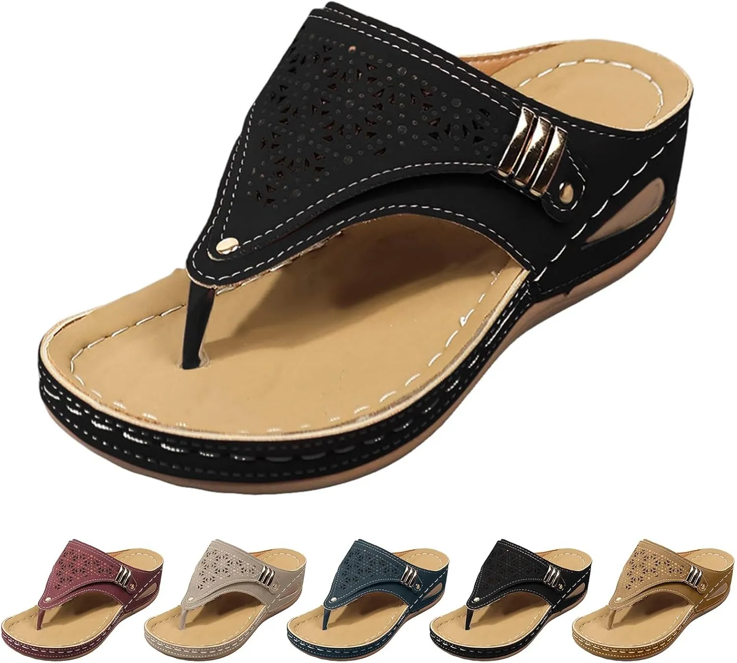 Orthopedic Sandals, Breathable Mesh Sports Sandals With Non-Slip Sole, Women's Thick-Soled Wedge Heel Slippers