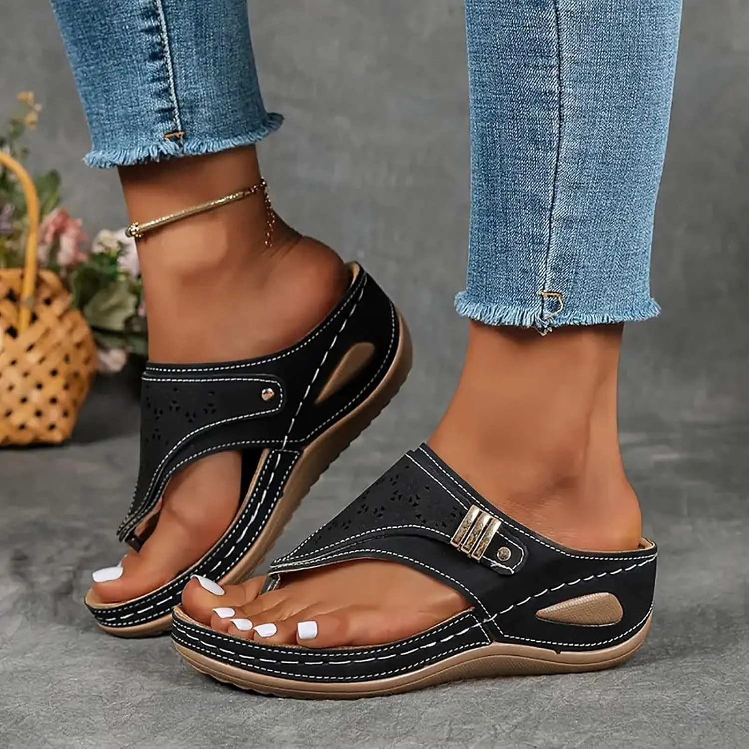 Orthopedic Sandals, Breathable Mesh Sports Sandals With Non-Slip Sole, Women's Thick-Soled Wedge Heel Slippers