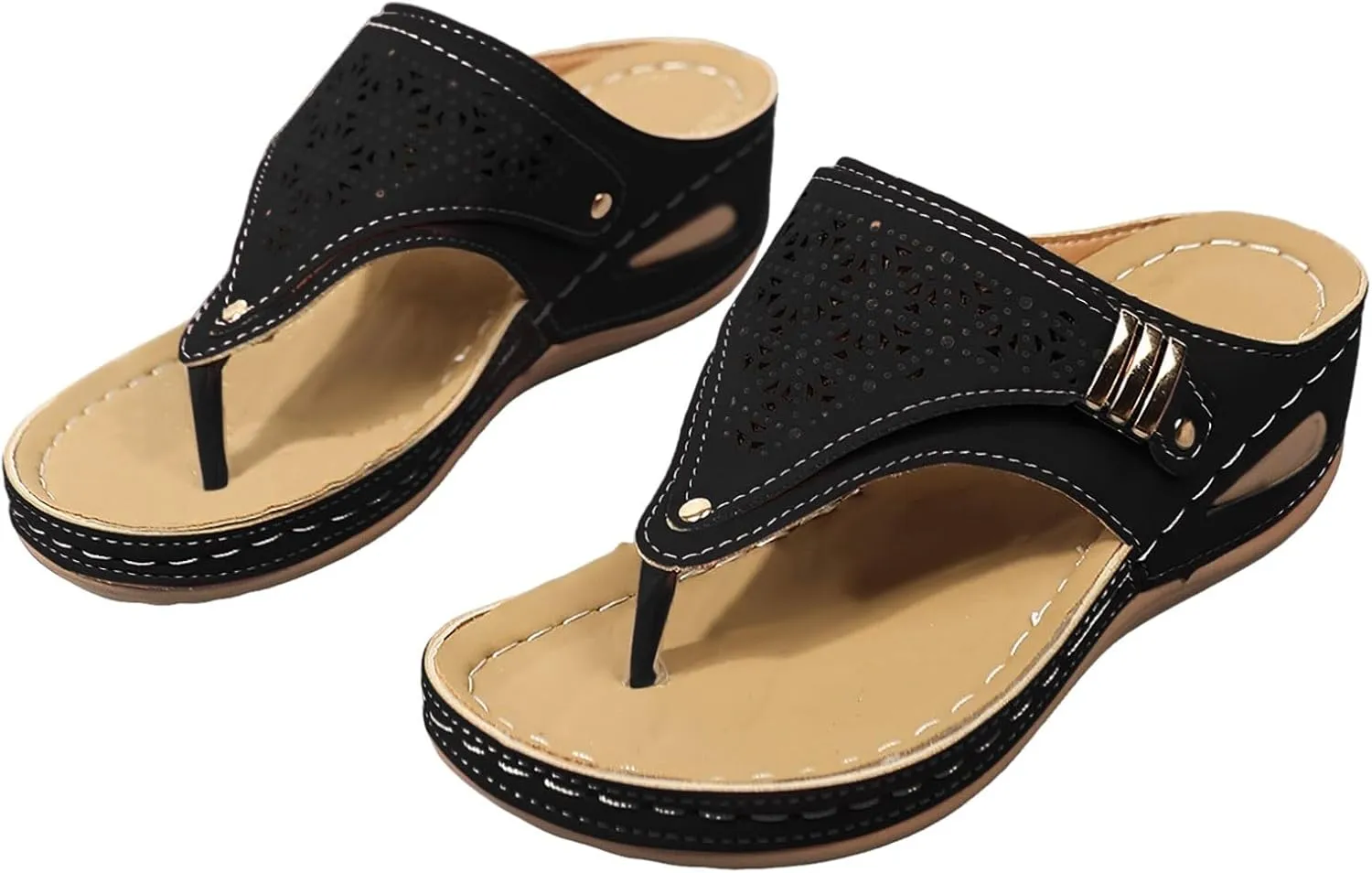 Orthopedic Sandals, Breathable Mesh Sports Sandals With Non-Slip Sole, Women's Thick-Soled Wedge Heel Slippers
