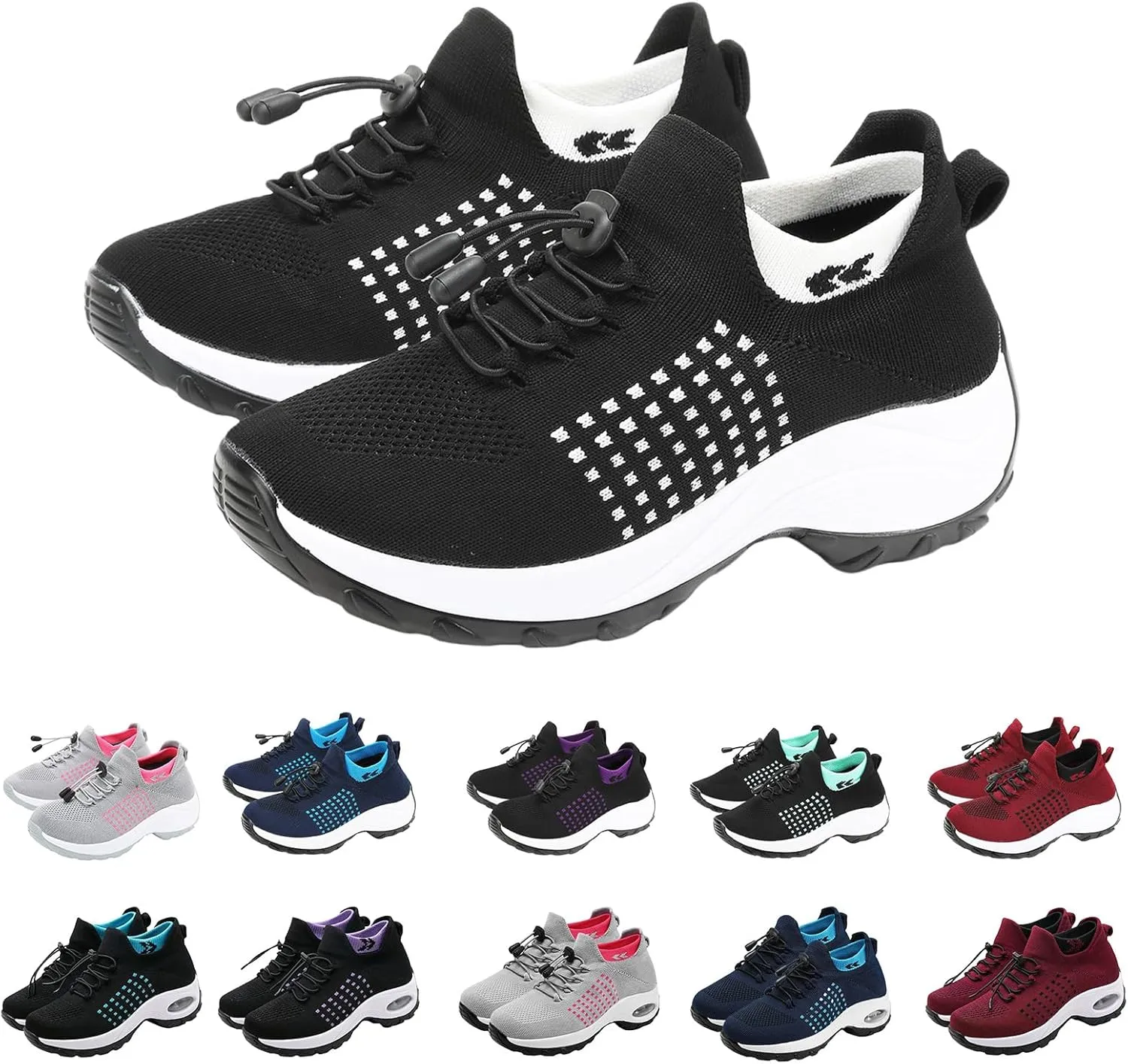 Orthopedic Shoes for Women Men Adjustable Elastic Strap Breathable Sneakers,Lightweight Non Slip Air Cushion Running Walking Sneakers,Outdoor Athletic Waterproof Soles Shoes with Arch Support