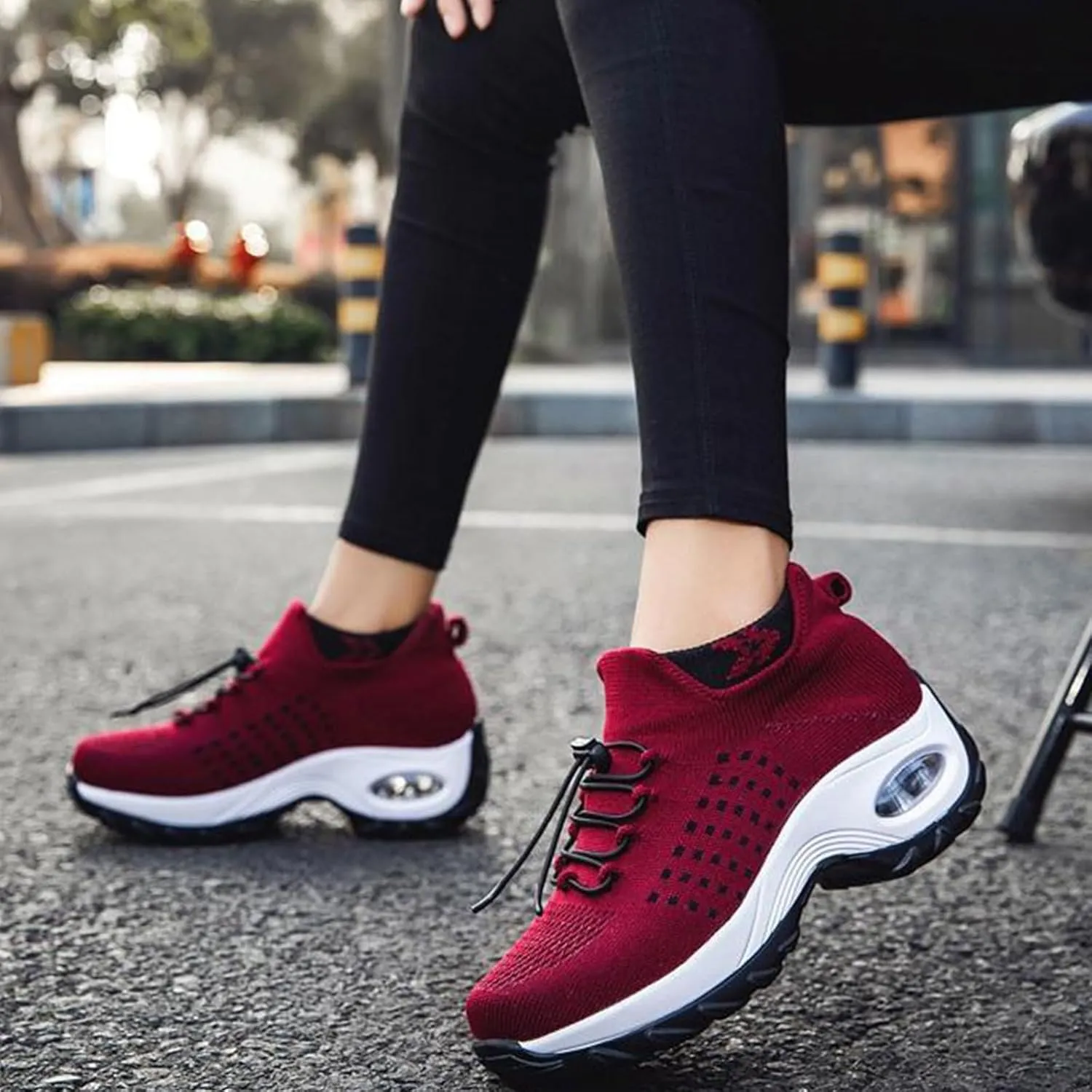Orthopedic Sneakers Breathable Women Slip on Trainers Comfortable Shoes for Women Stretch Cushion Athletic Shoe Unisex Casual Thick Bottom Walking Shoe