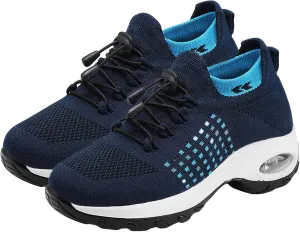 Orthopedic Sneakers for Women Men Comfortable Breathable Walking Shoes,Soft Damping Air Cushion Footwear Anti-Skid Waterproof Soles Sneakers,Elastic Strap Running Shoes Unisex with Arch Support