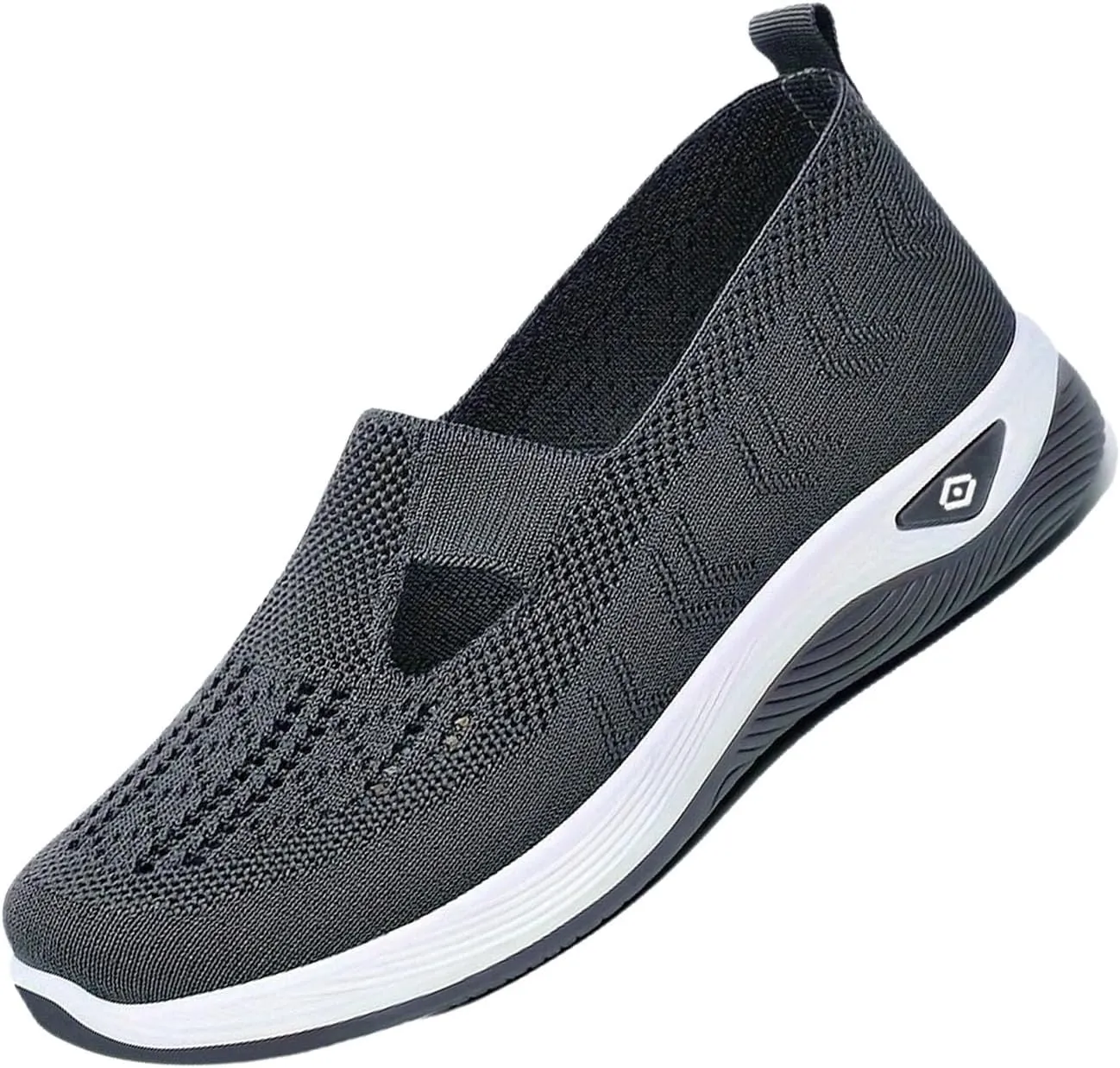 Orthowalkway Womens Shoes,Breathable Sneakers Slip On Comfortable Knitted Lightweight Flat Walking Shoes with Soft Cushion