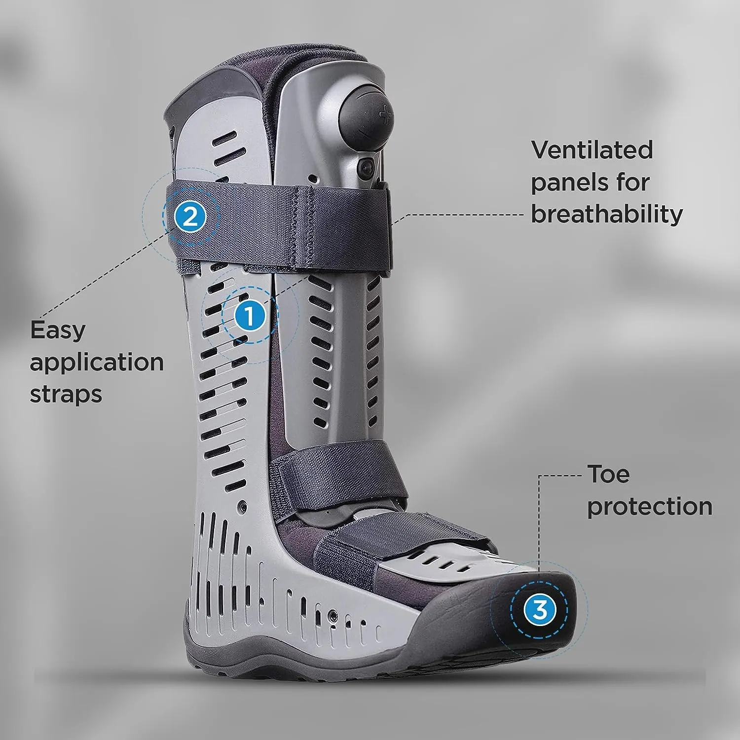 Ossur Rebound Air Walker Boot | Comfortable Walking Boot with Compression Straps & Air Pump Rocker Bottom | Walking Boot for Broken Foot, Walking Boot for Sprained Ankle (Low Top, Medium)