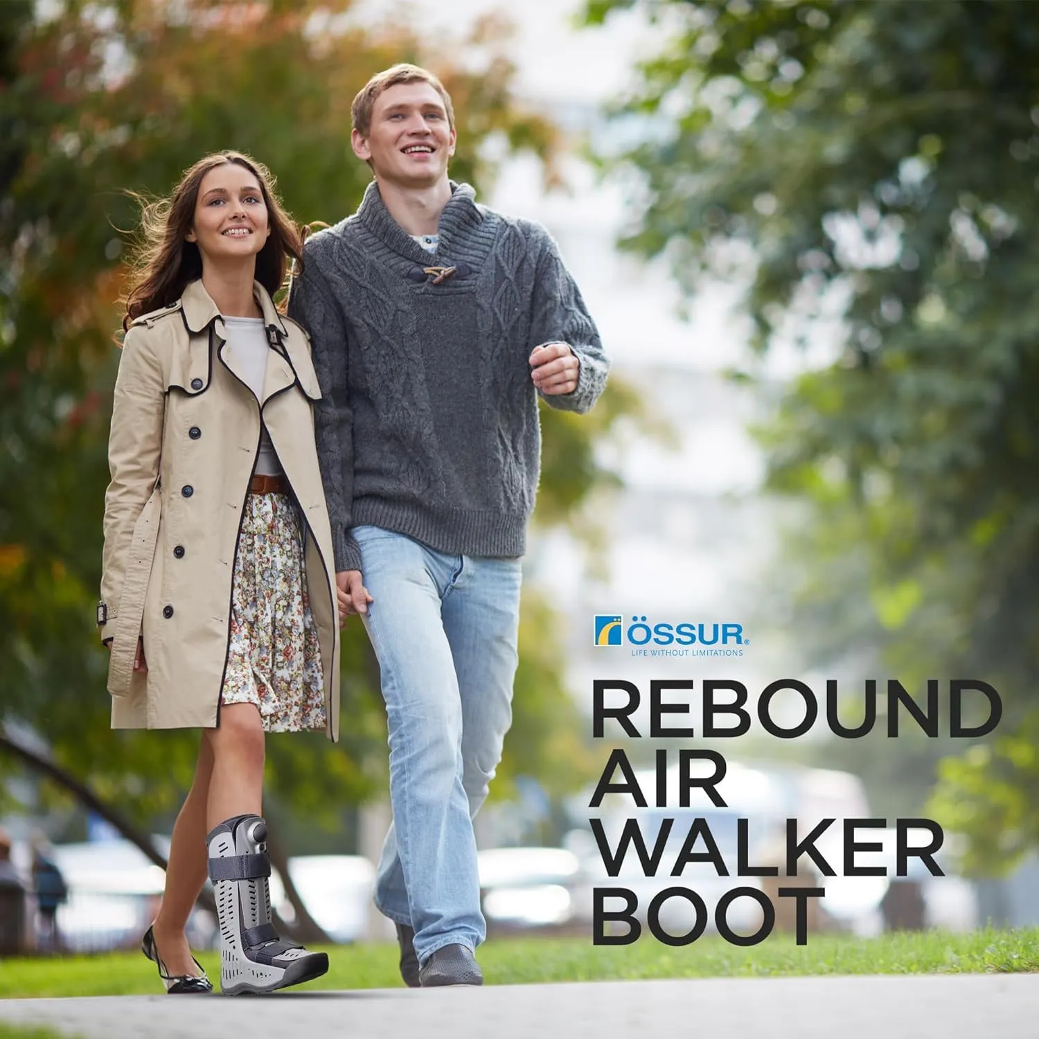 Ossur Rebound Air Walker Boot | Comfortable Walking Boot with Compression Straps & Air Pump Rocker Bottom | Walking Boot for Broken Foot, Walking Boot for Sprained Ankle (Low Top, Medium)