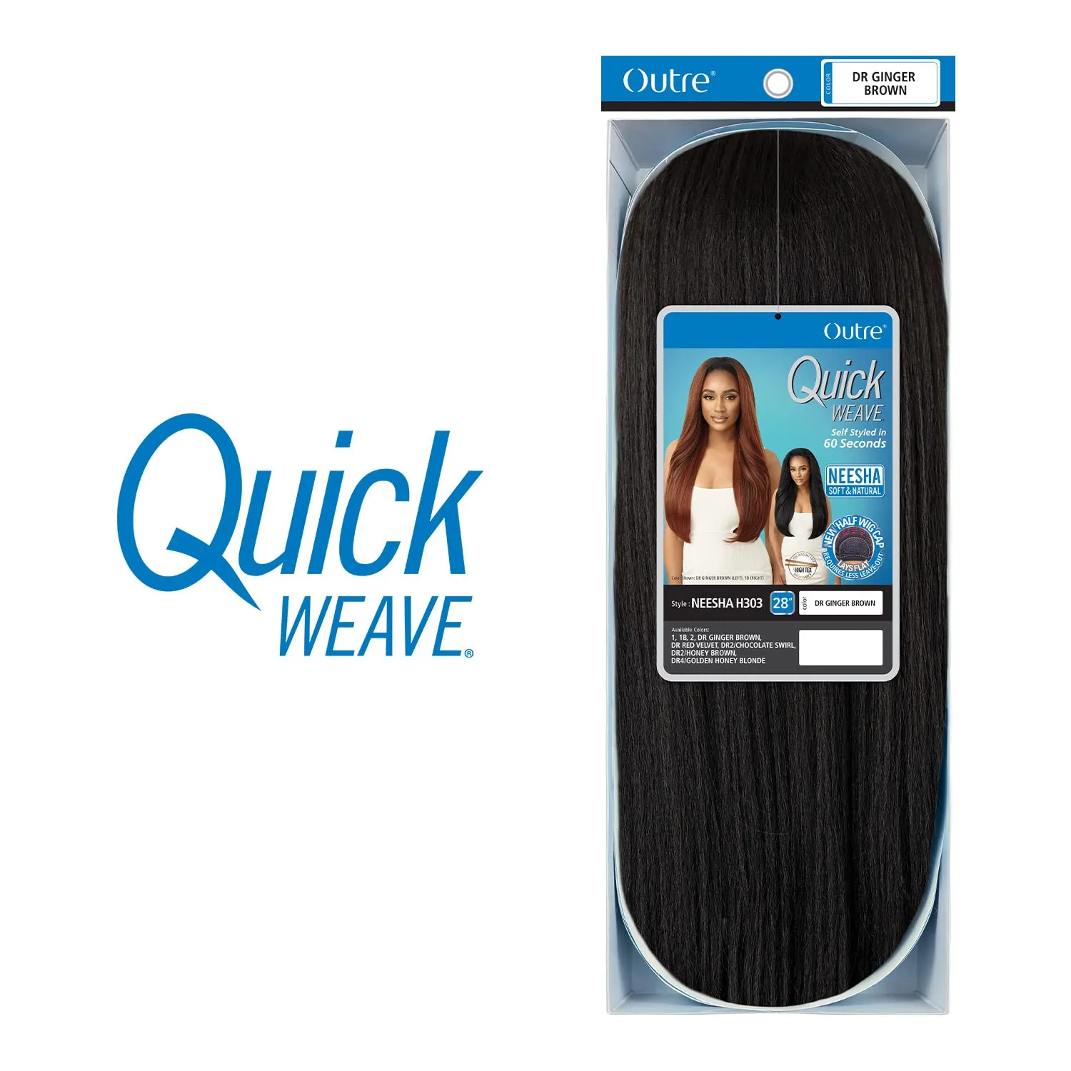Outre New Half Wig Cap Lays Flat Quick Weave NEESHA H303 (1B)
