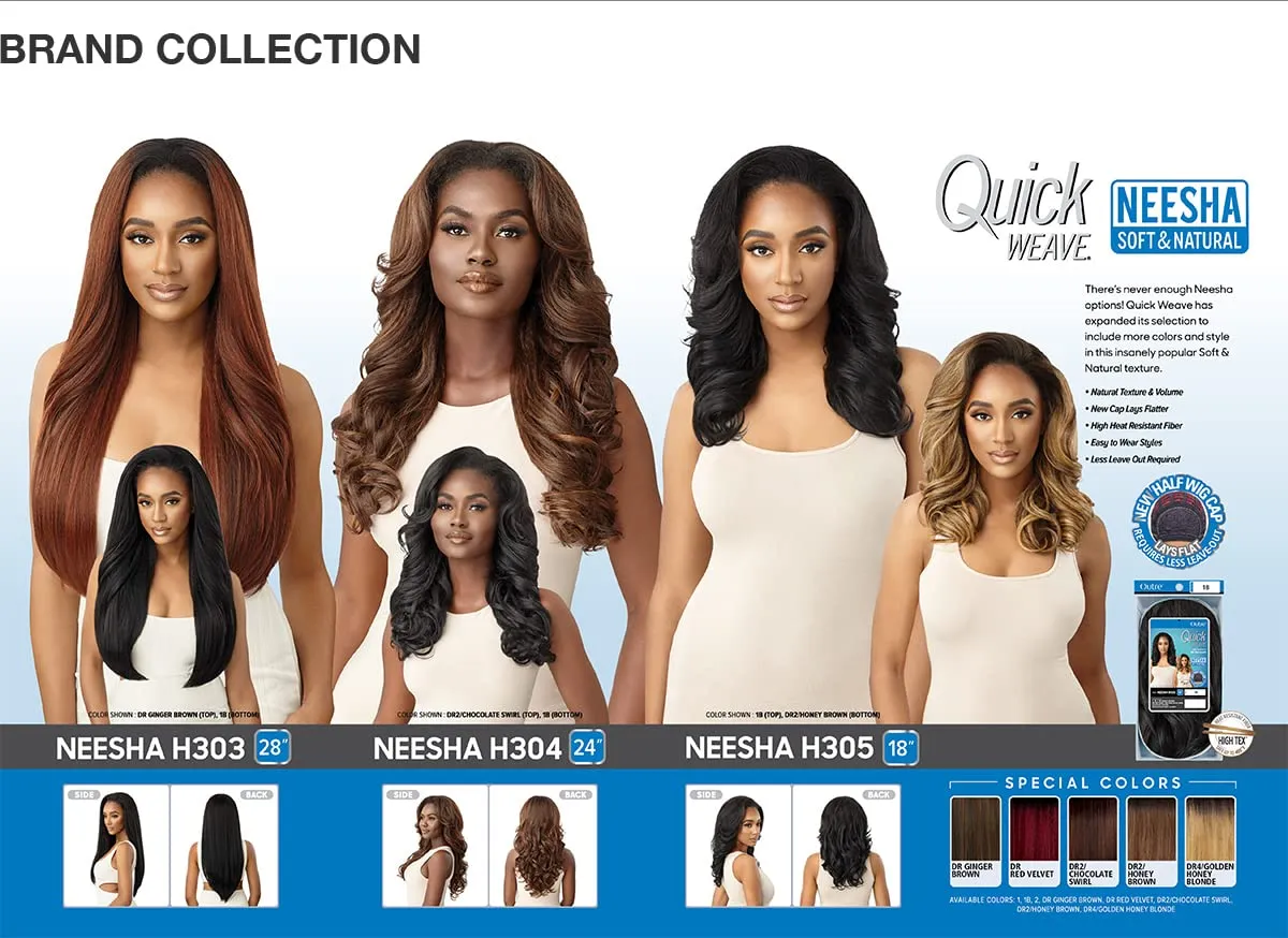 Outre New Half Wig Cap Lays Flat Quick Weave NEESHA H303 (1B)