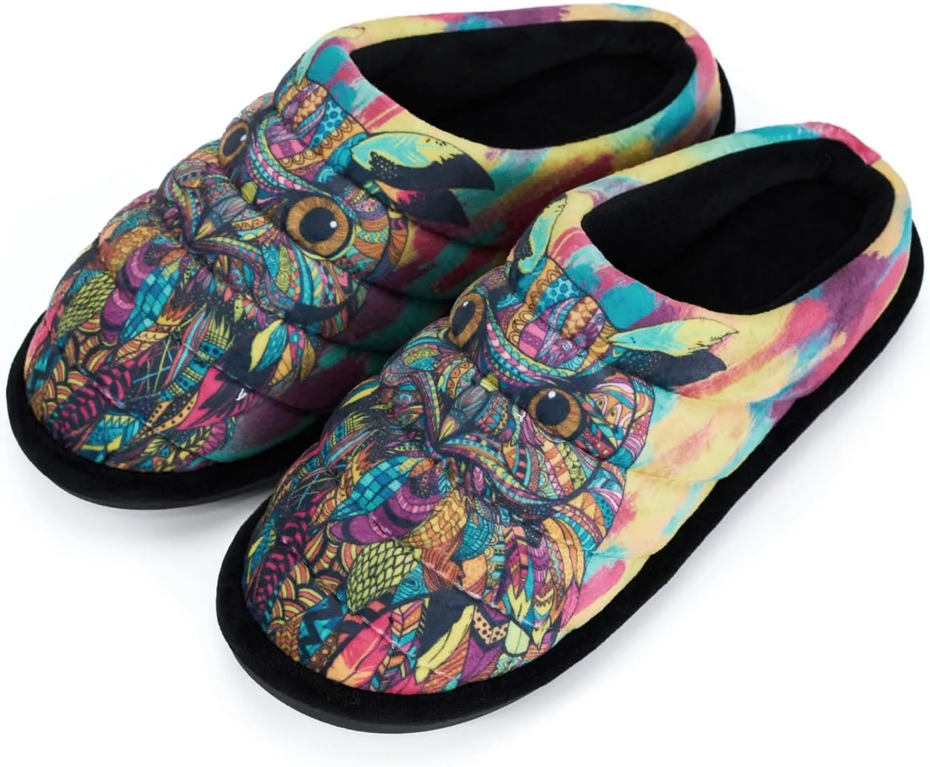 Owl Slippers for Women Comfortable Fluzzy Memory Foam House Slides Indoor Home Shoes with Non-Slip Rubber Soles