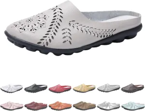 Owlkay Shoes for Women，Hollow Flats Slip-on Summer Slippers,Casual All Match Flats Slippers