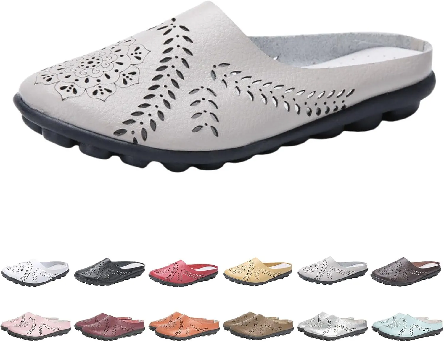 Owlkay Shoes for Women，Hollow Flats Slip-on Summer Slippers,Casual All Match Flats Slippers