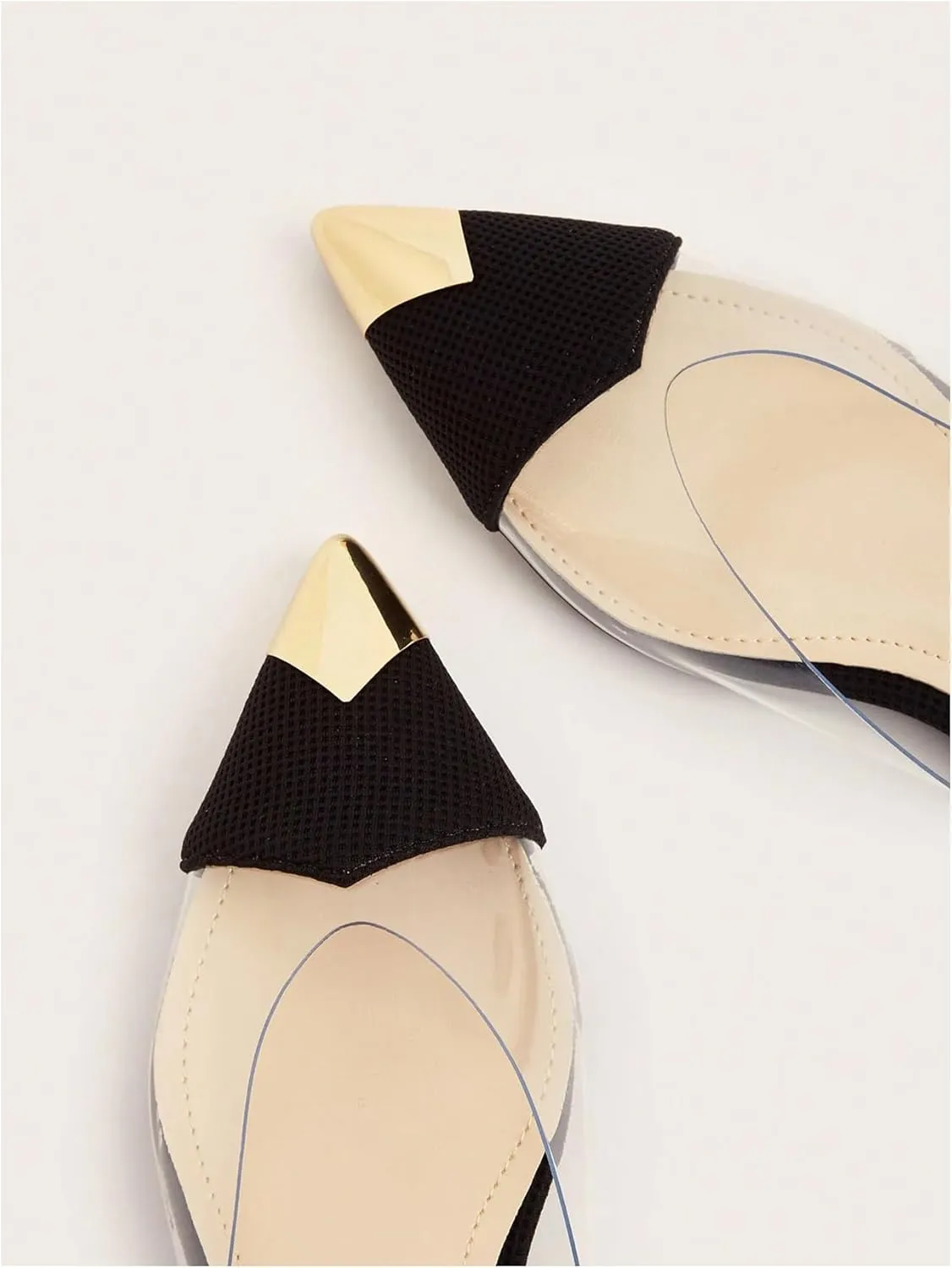 OYOANGLE Women's Metallic Transparent PVC Pointed Toe Flat Shoes Slip On Casual Outdoor Flat Mules
