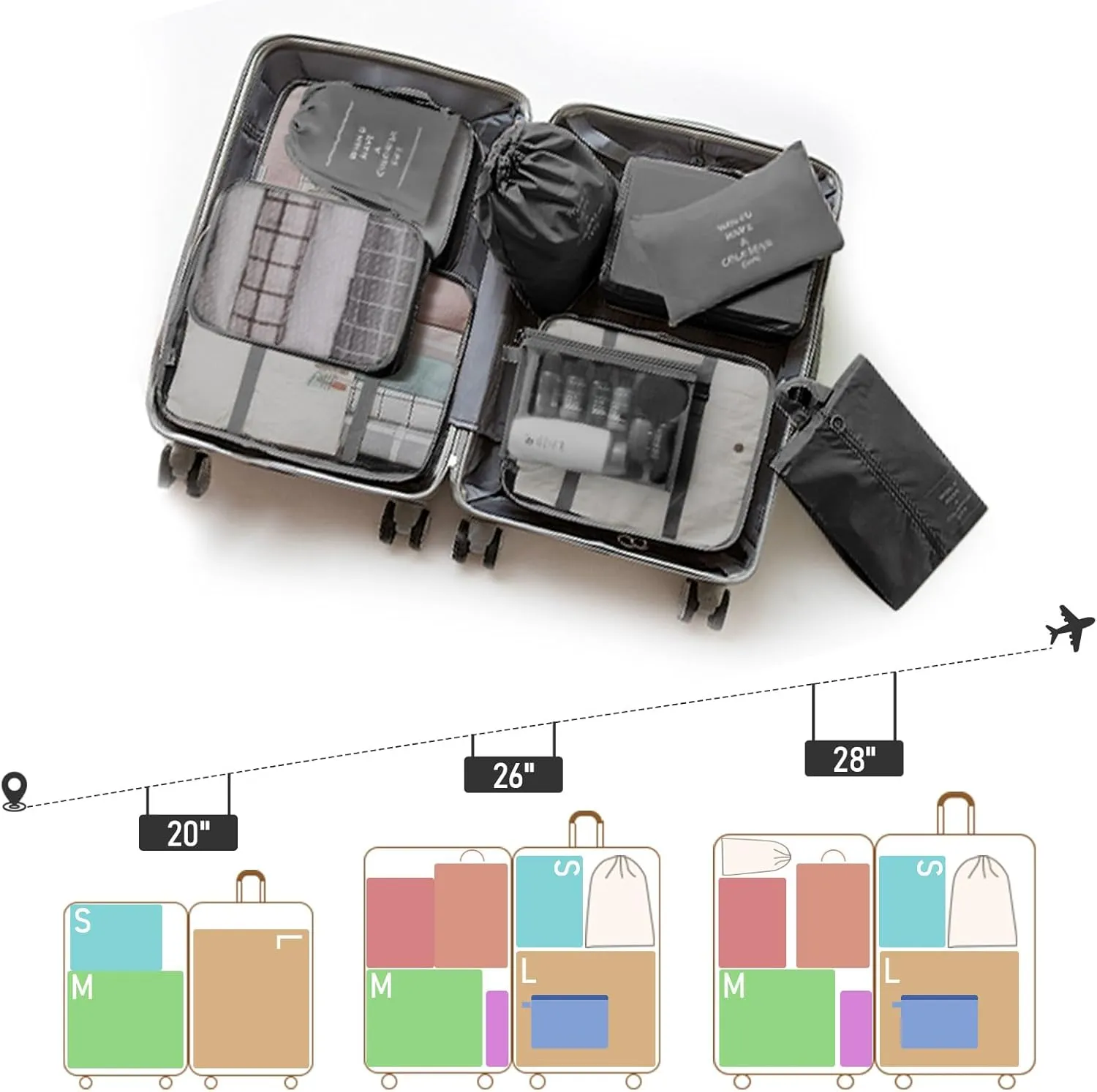 Packing Cubes - 10 Set Luggage Organizer Bags for Family, Mesh Breathable Travel Packing Cubes for Suitcases, Durable Travel Essentials Bags Set