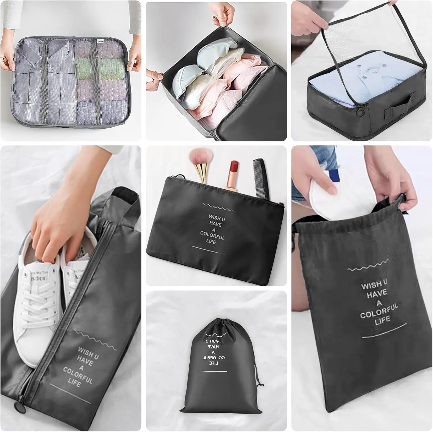 Packing Cubes - 10 Set Luggage Organizer Bags for Family, Mesh Breathable Travel Packing Cubes for Suitcases, Durable Travel Essentials Bags Set