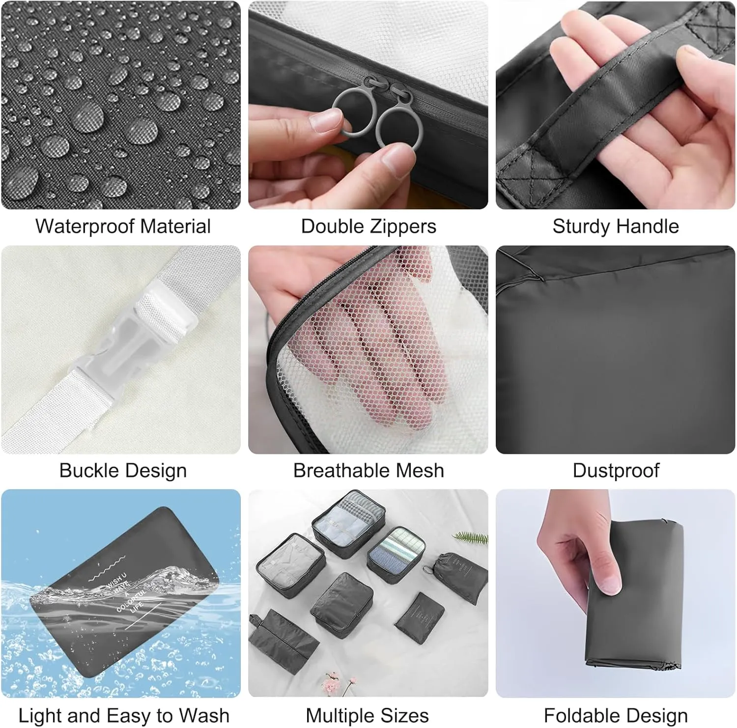 Packing Cubes - 10 Set Luggage Organizer Bags for Family, Mesh Breathable Travel Packing Cubes for Suitcases, Durable Travel Essentials Bags Set