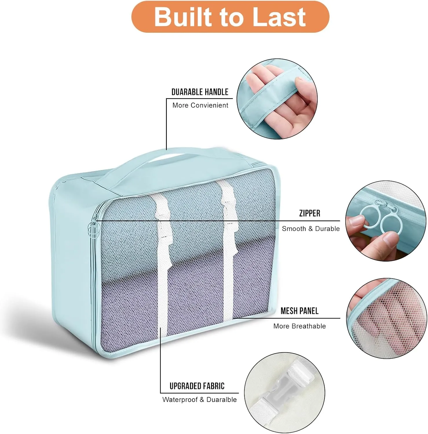 Packing Cubes for Travel - 8 Set Luggage Organizer Bags for Family, Mesh Breathable Travel Essentials Bags Set Durable Travel Packing Cubes for Suitcases