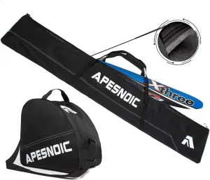 Padded Two-Piece Ski and Boot Bag Combo - Water-Resistant Travel Bag Fits Skis Up to 200 cm & Boots Size 13 With 5mm Foam Gear Bag