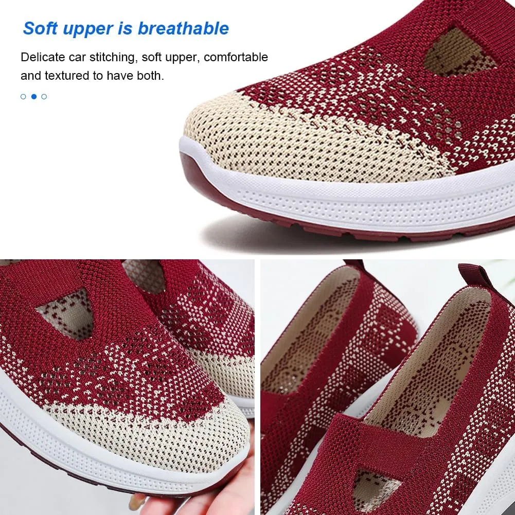 Padgene Women Walking Shoes Sock Sneakers Slip-On Breathable Mesh Trainers Women's Comfortable Casual Ladies Air Cushion Athletic Shoes Running Jogging Shoes