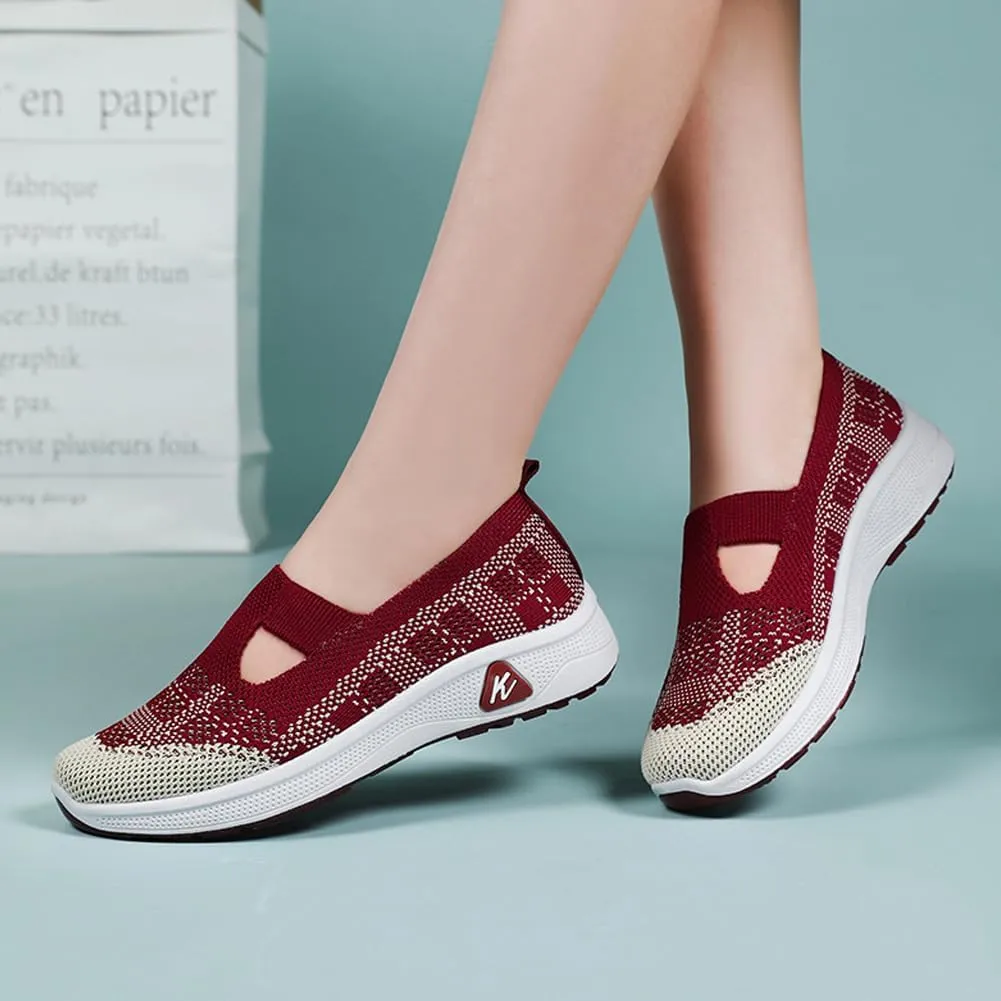 Padgene Women Walking Shoes Sock Sneakers Slip-On Breathable Mesh Trainers Women's Comfortable Casual Ladies Air Cushion Athletic Shoes Running Jogging Shoes