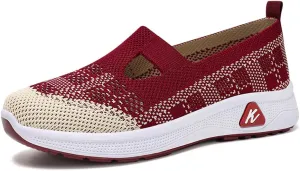 Padgene Women Walking Shoes Sock Sneakers Slip-On Breathable Mesh Trainers Women's Comfortable Casual Ladies Air Cushion Athletic Shoes Running Jogging Shoes