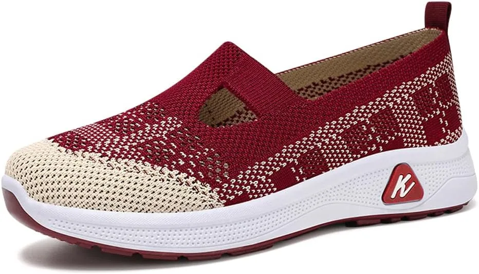 Padgene Women Walking Shoes Sock Sneakers Slip-On Breathable Mesh Trainers Women's Comfortable Casual Ladies Air Cushion Athletic Shoes Running Jogging Shoes