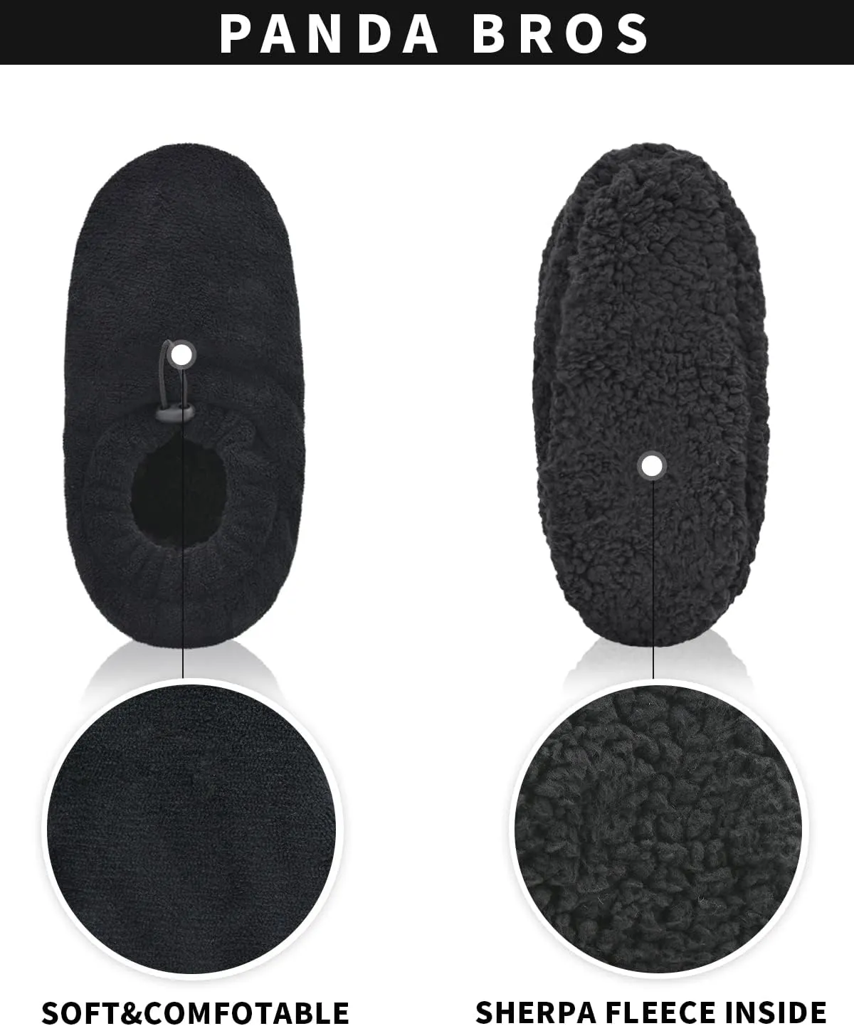 Panda Bros Mens Slipper Socks With Non Skid Bottoms, Warm Slipper Socks With Grippers For Men, Fuzzy House Slippers