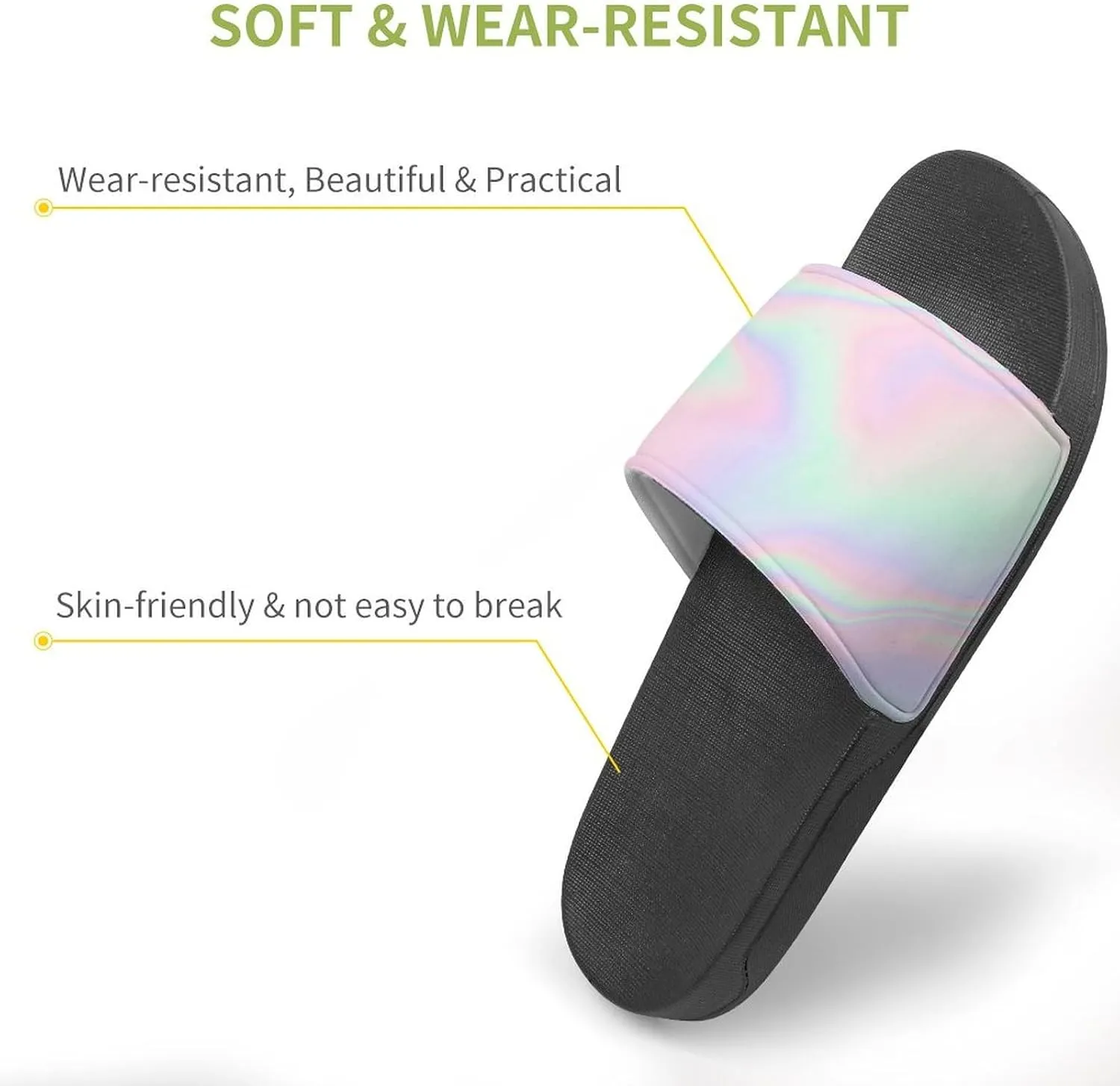 Pastel Holographic Foil House Slippers for Women Men Shower Slides Bathroom Sandals