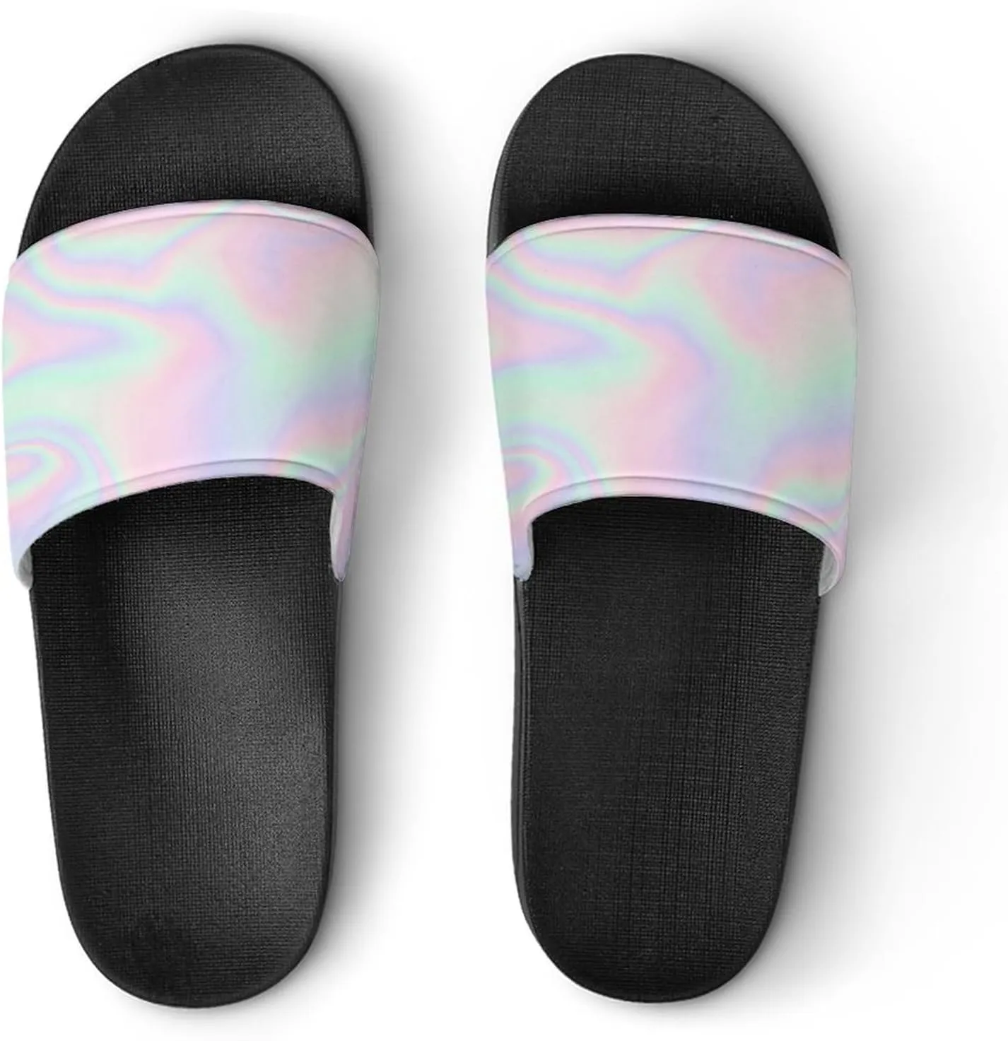 Pastel Holographic Foil House Slippers for Women Men Shower Slides Bathroom Sandals