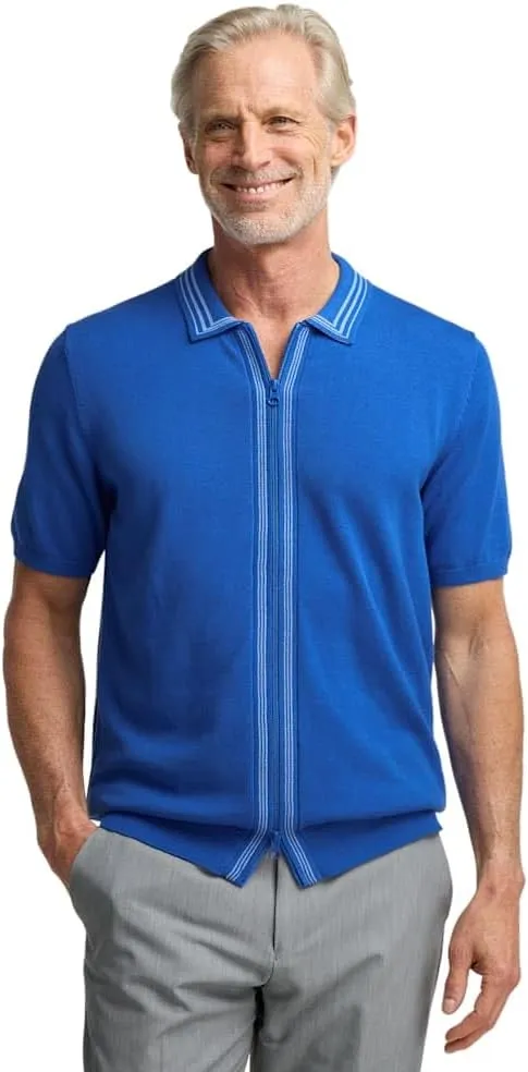 Paul Fredrick Men's Cotton Full Zip Polo