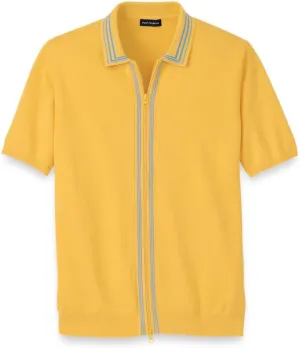 Paul Fredrick Men's Cotton Full Zip Polo