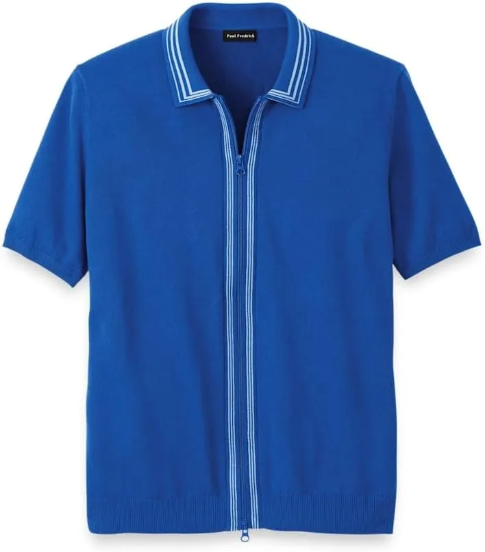 Paul Fredrick Men's Cotton Full Zip Polo