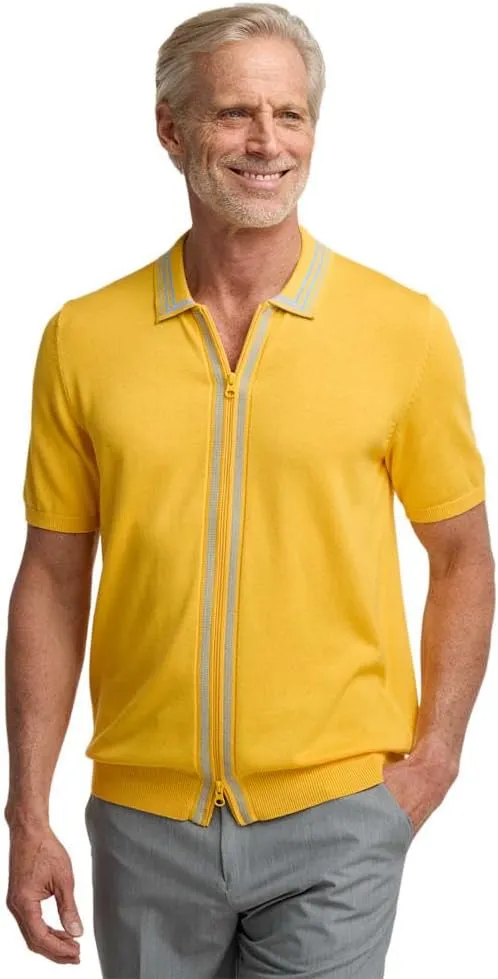Paul Fredrick Men's Cotton Full Zip Polo