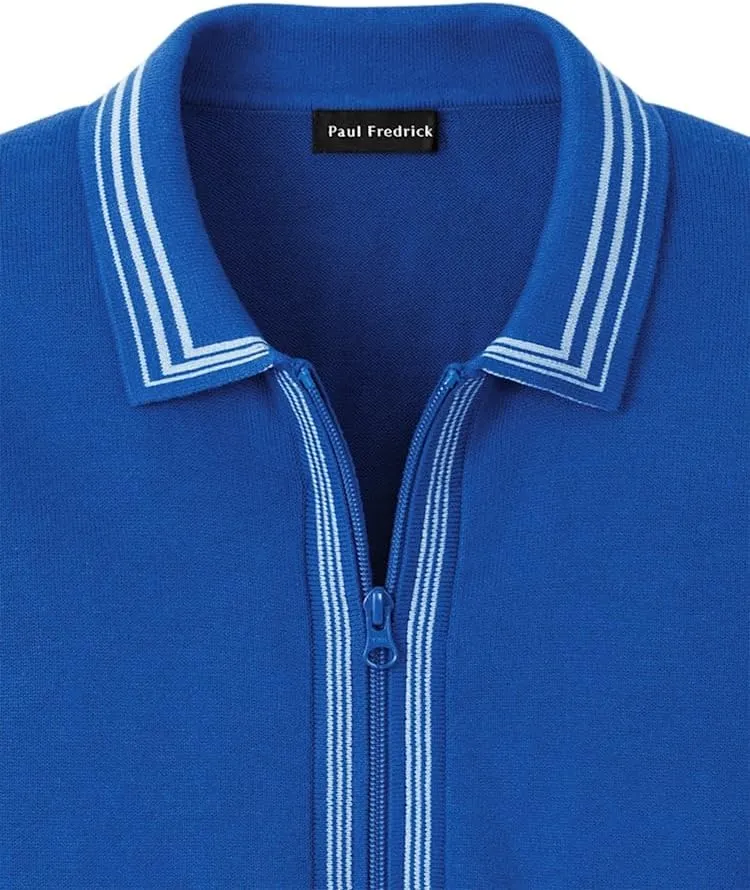 Paul Fredrick Men's Cotton Full Zip Polo